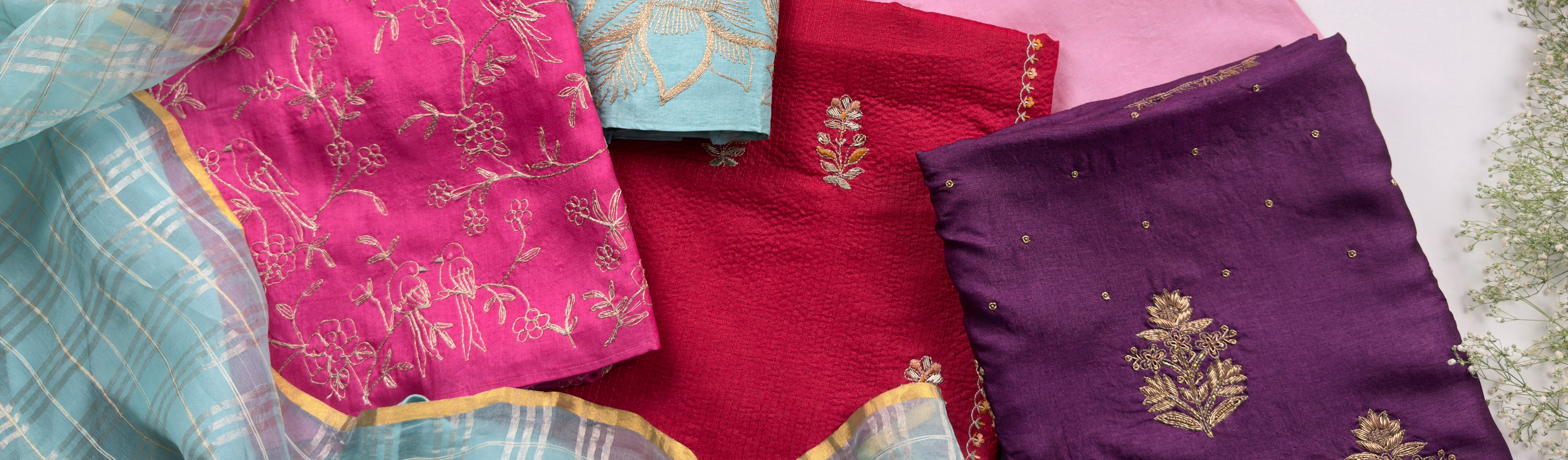 tussar silk dress material online Pure Tussar Silk Hand Block Printed Three Piece Salwar Suit Material