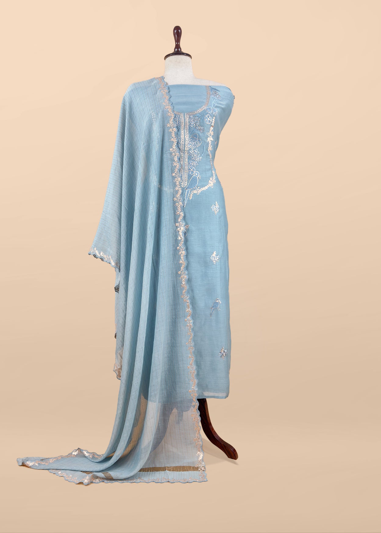 Pure mul unstitched suit with pitta handwork