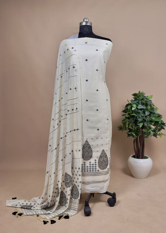 jamdani unstitched suit with dupatta