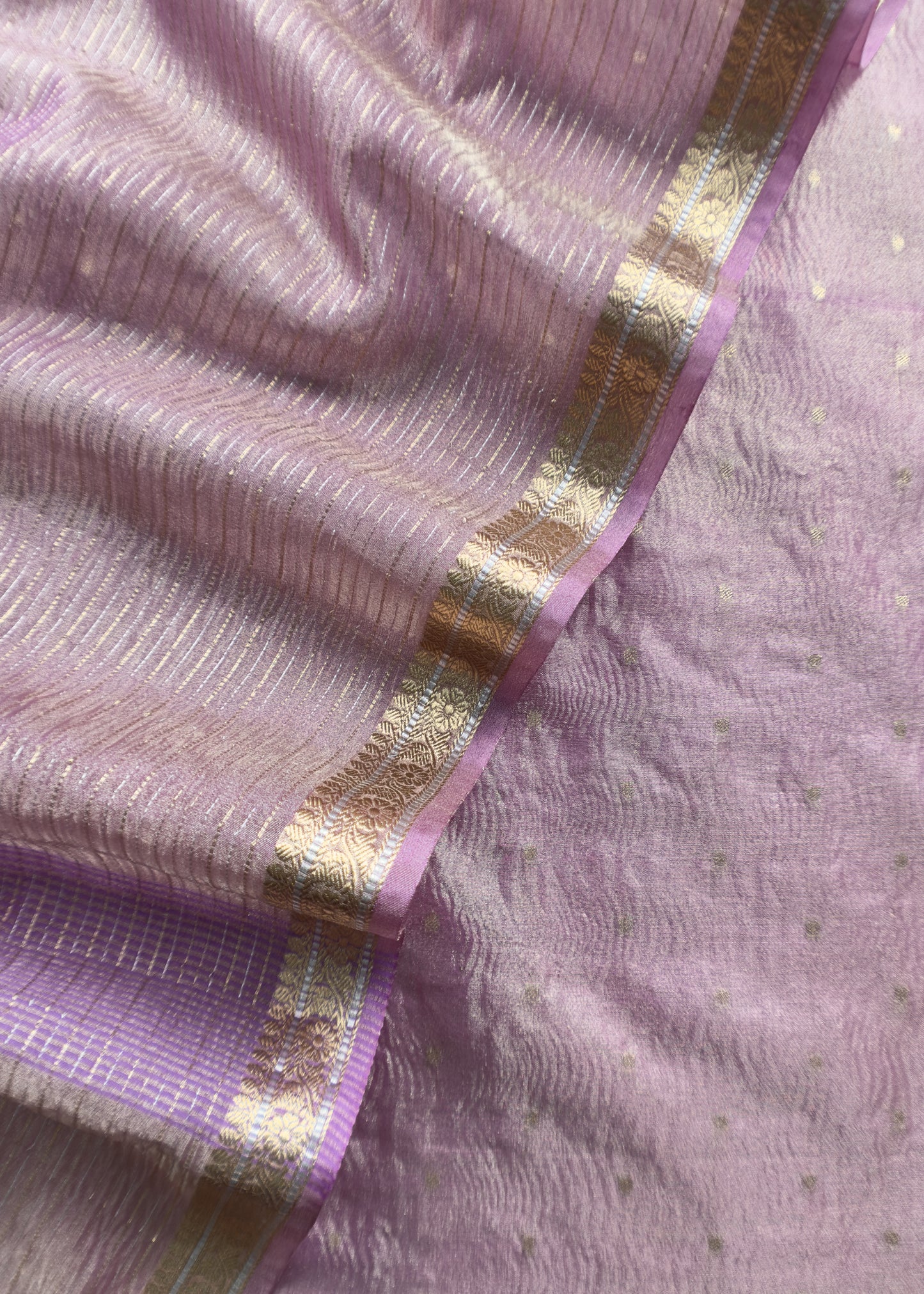 Purple Tissue Silk Suit Embraced With Gold Weaving