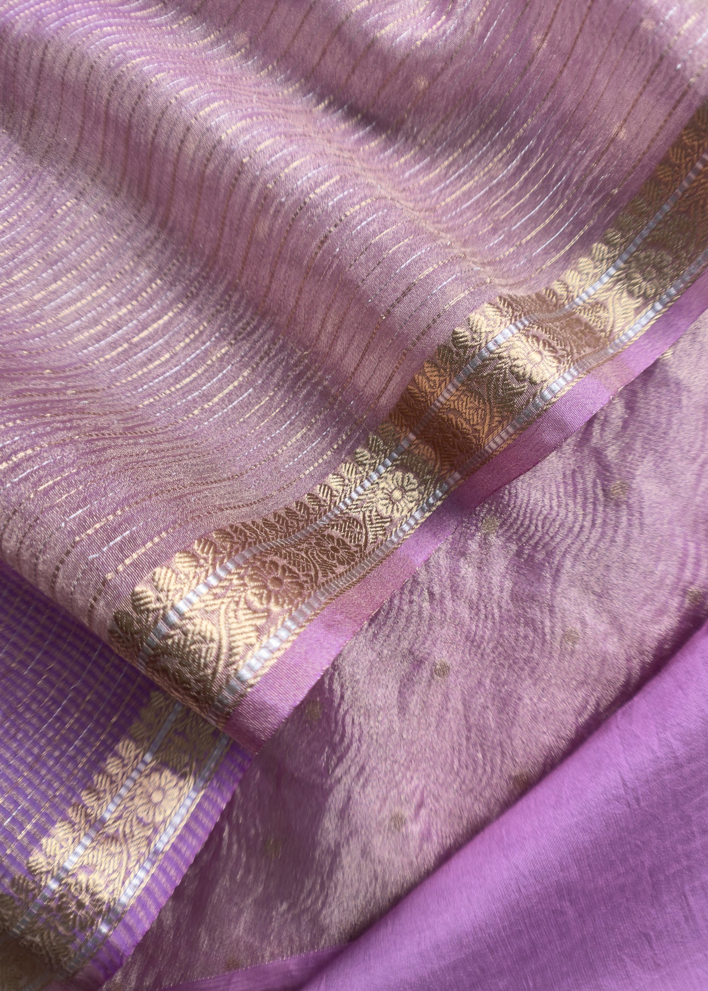 Purple Tissue Silk Suit Embraced With Gold Weaving