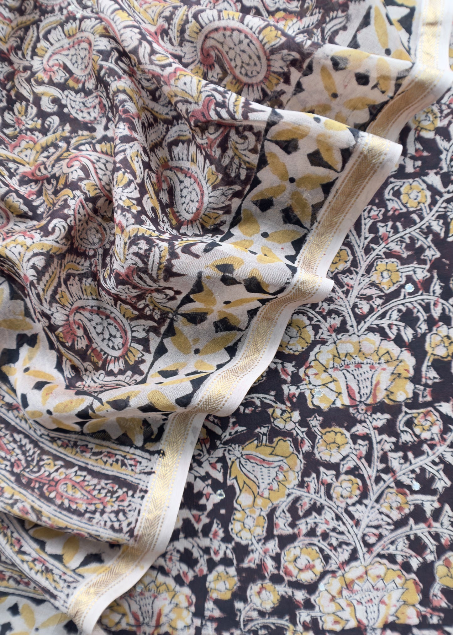 Sanganeri Block Printed Natural Dyed Ajrakh Suit In Chanderi