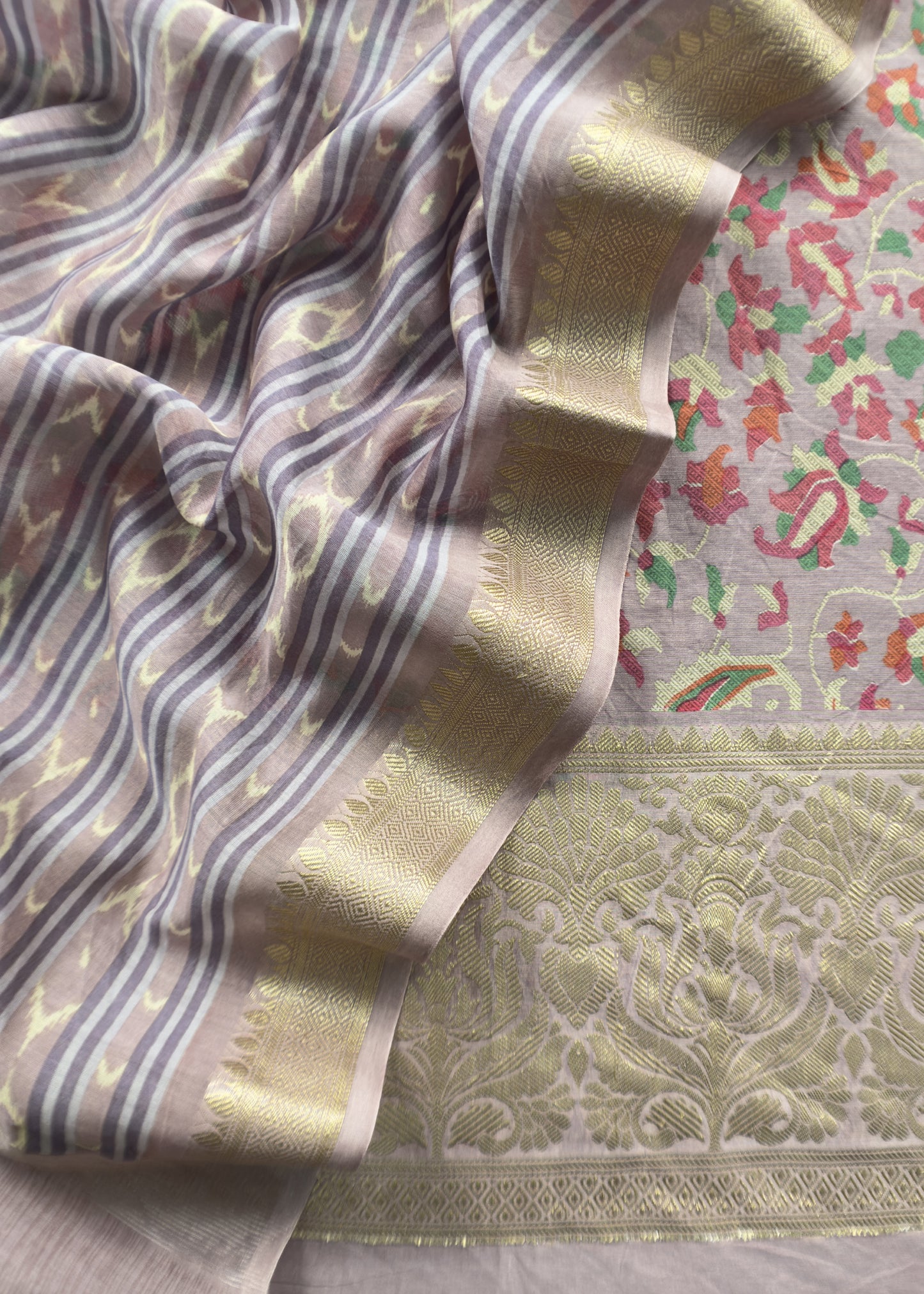 Purple Maheshwari Silk Suit with Zari Weaving