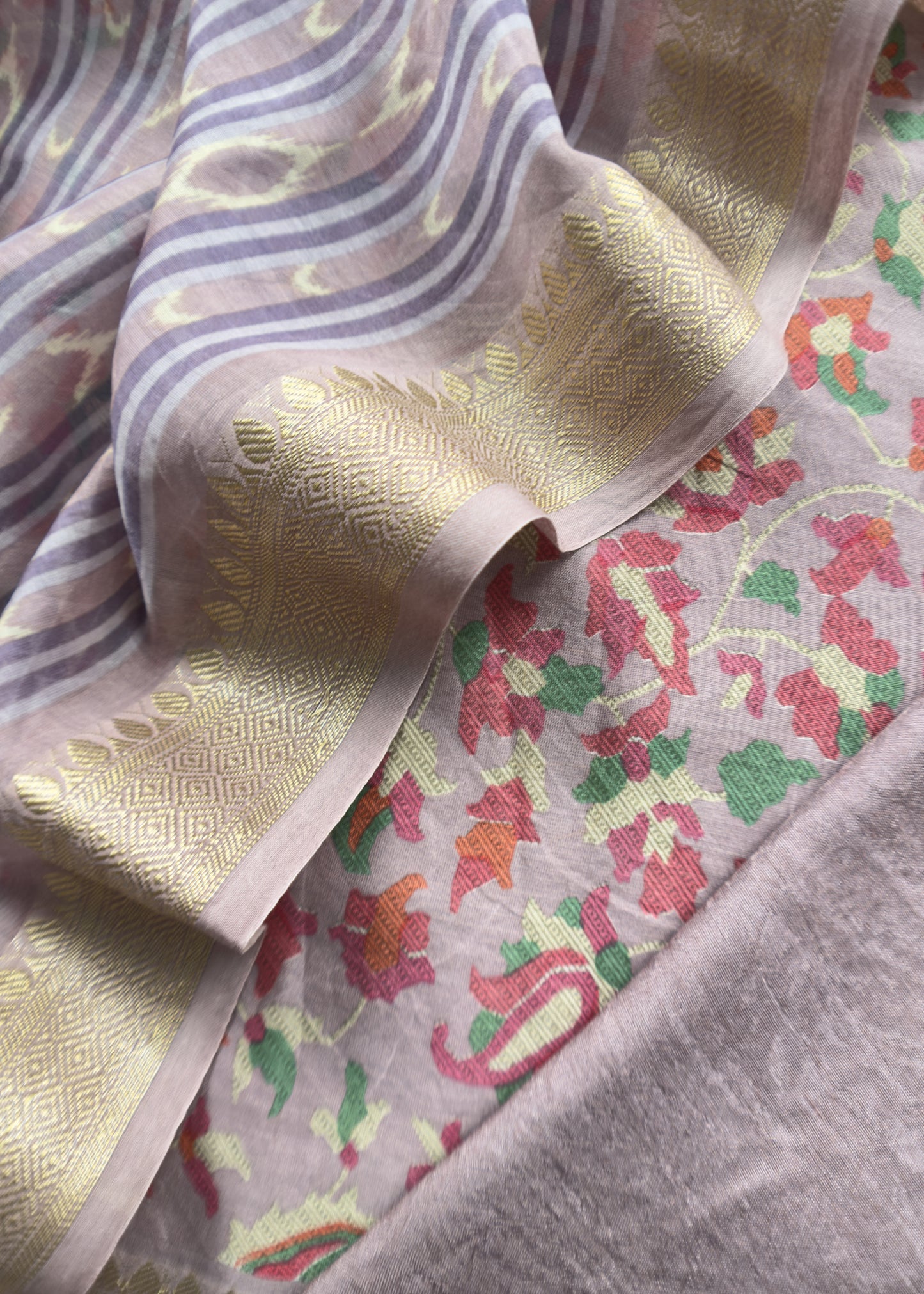 Purple Maheshwari Silk Suit with Zari Weaving