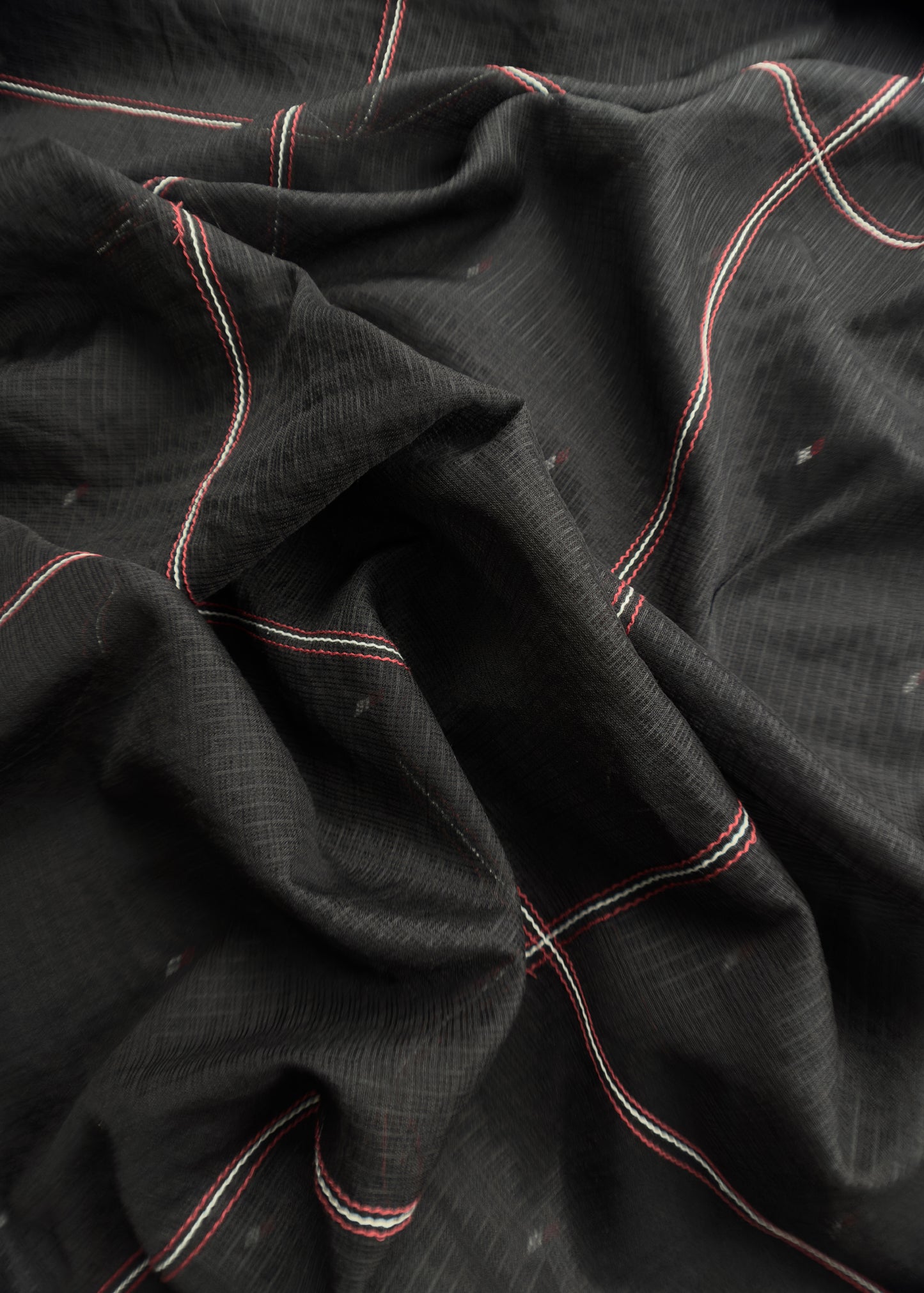 Black Pure Cotton Kurta With Handwork And Kota Dupatta