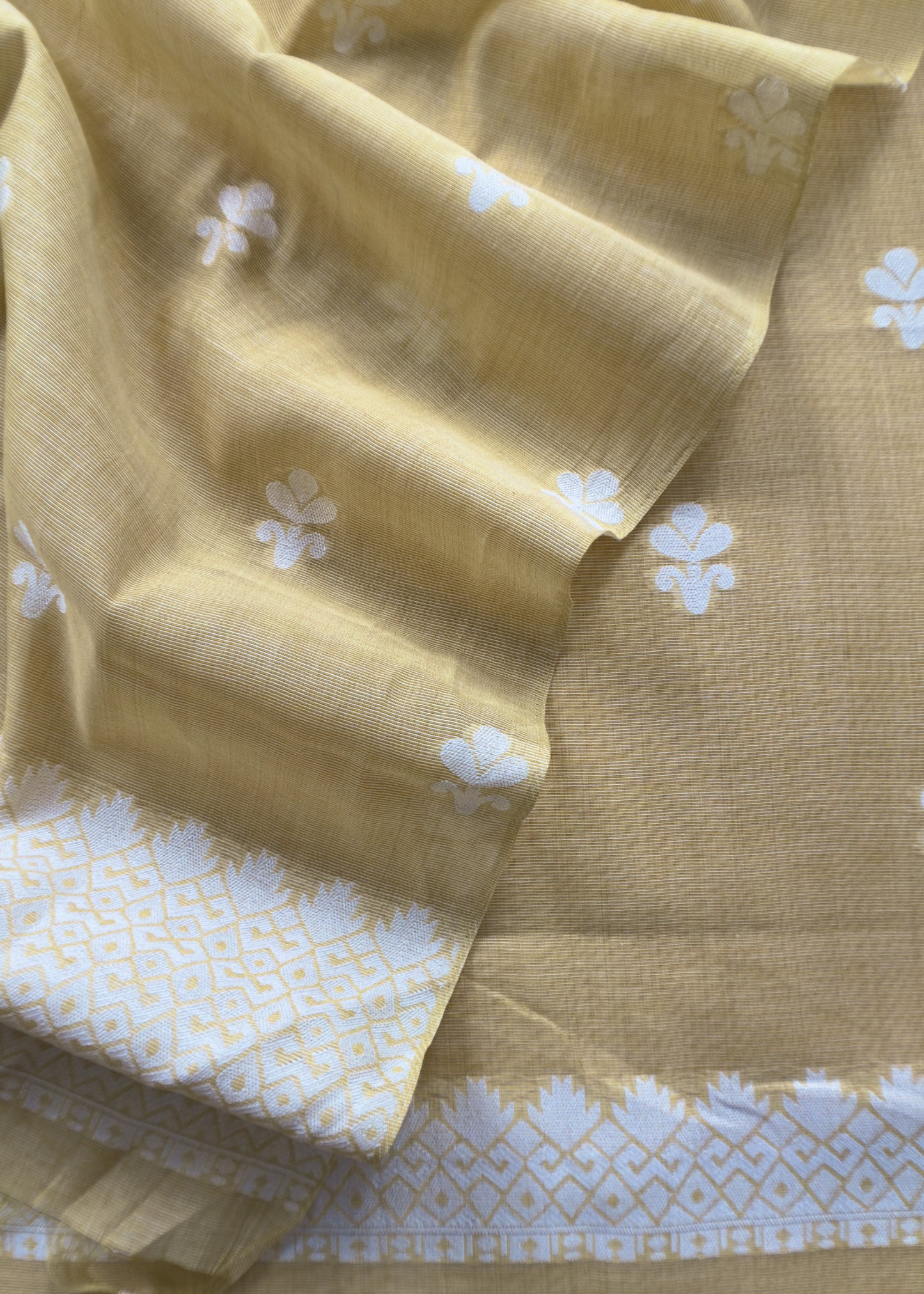 linen chanderi suit with jamdani weaving