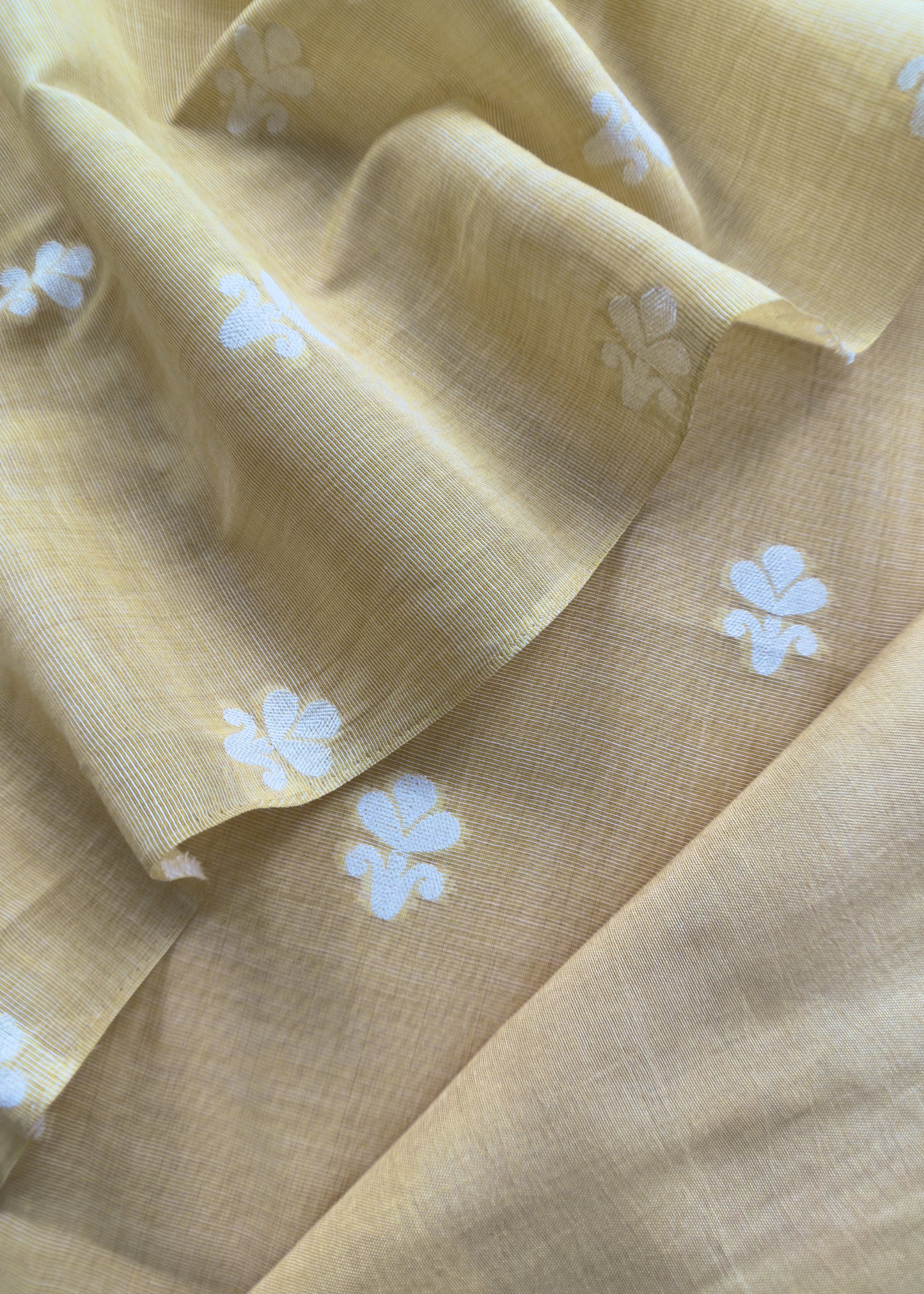 Pastel Yellow Jamdani Weaved Suit Fabric In Linen Chanderi