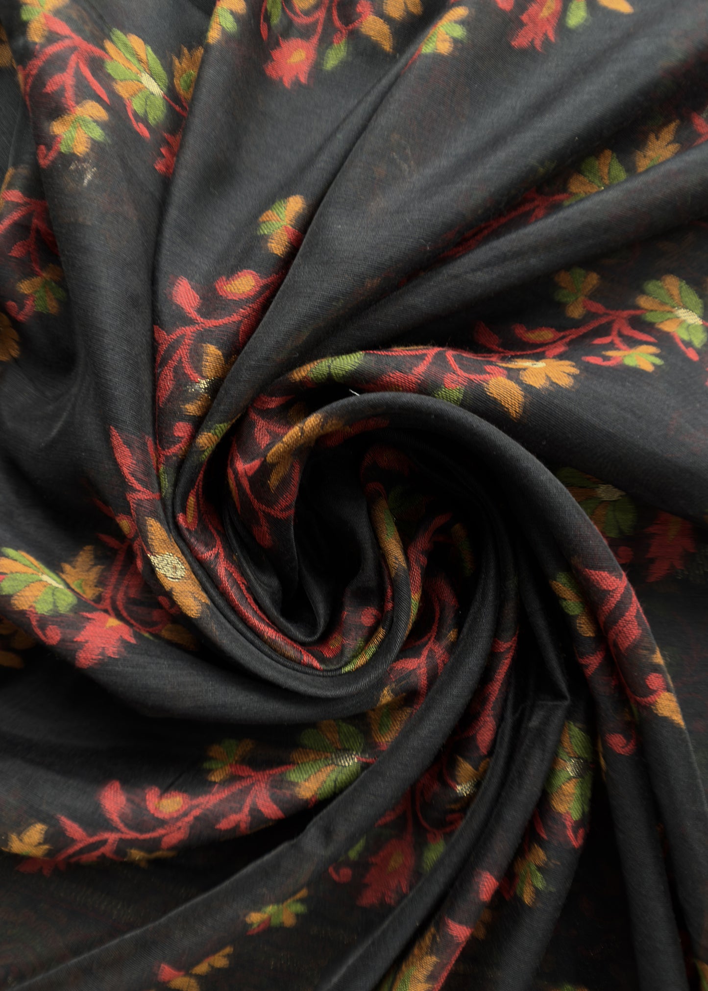 Black Traditional Linen Chanderi Suit With Meenakari Jamdani Weaving