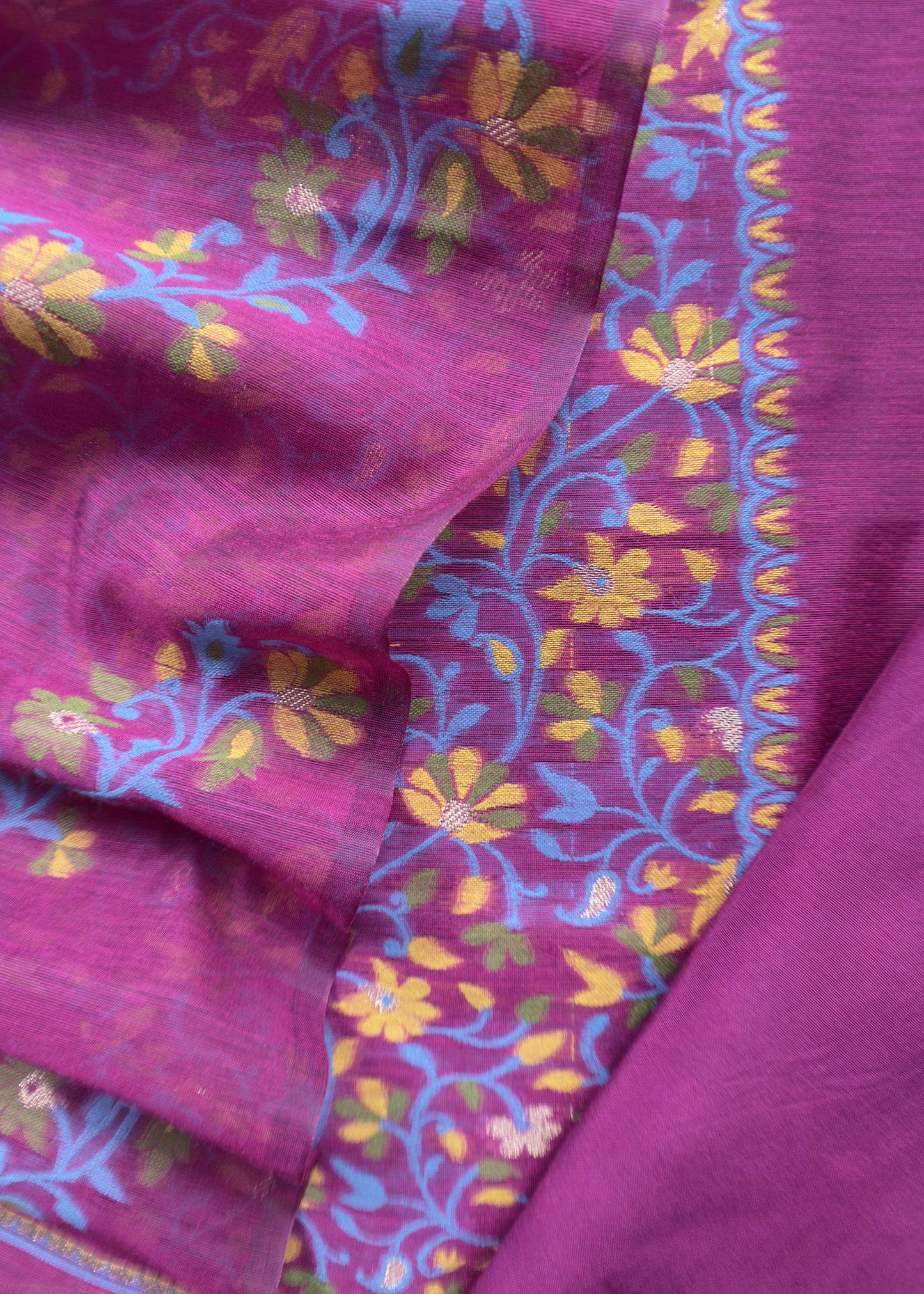 Traditional Linen Chanderi Suit With Meenakari Jamdani Weaving