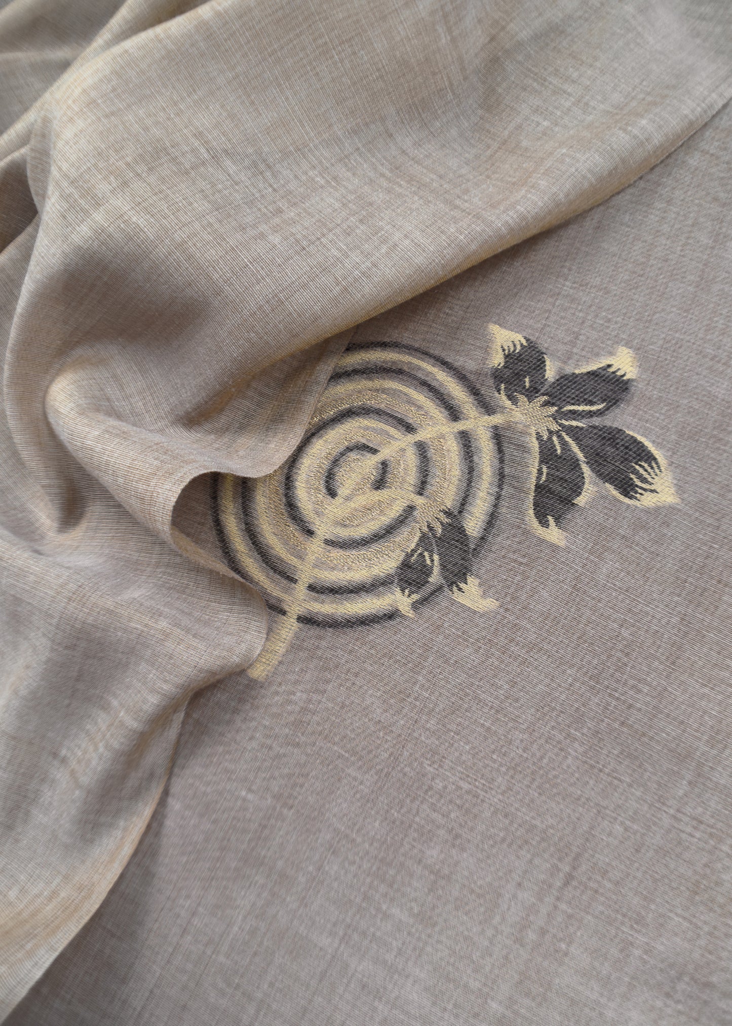 linen chanderi suit with jamdani weaving