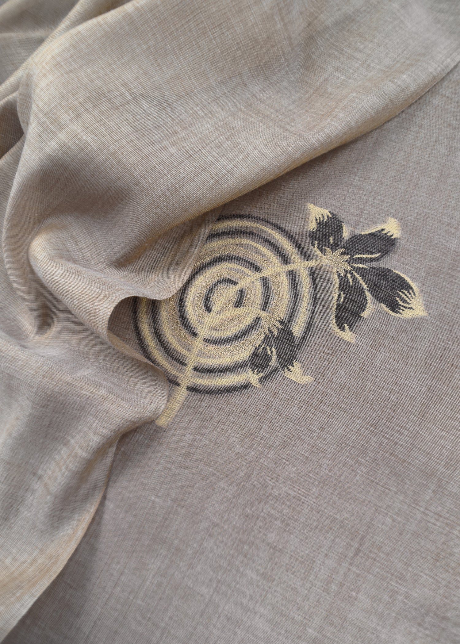 linen chanderi suit with jamdani weaving