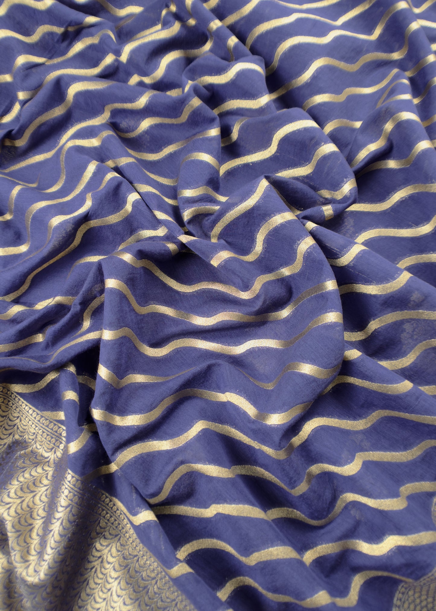 Blue Handloom Banarasi Silk Suit With Zari Weaving