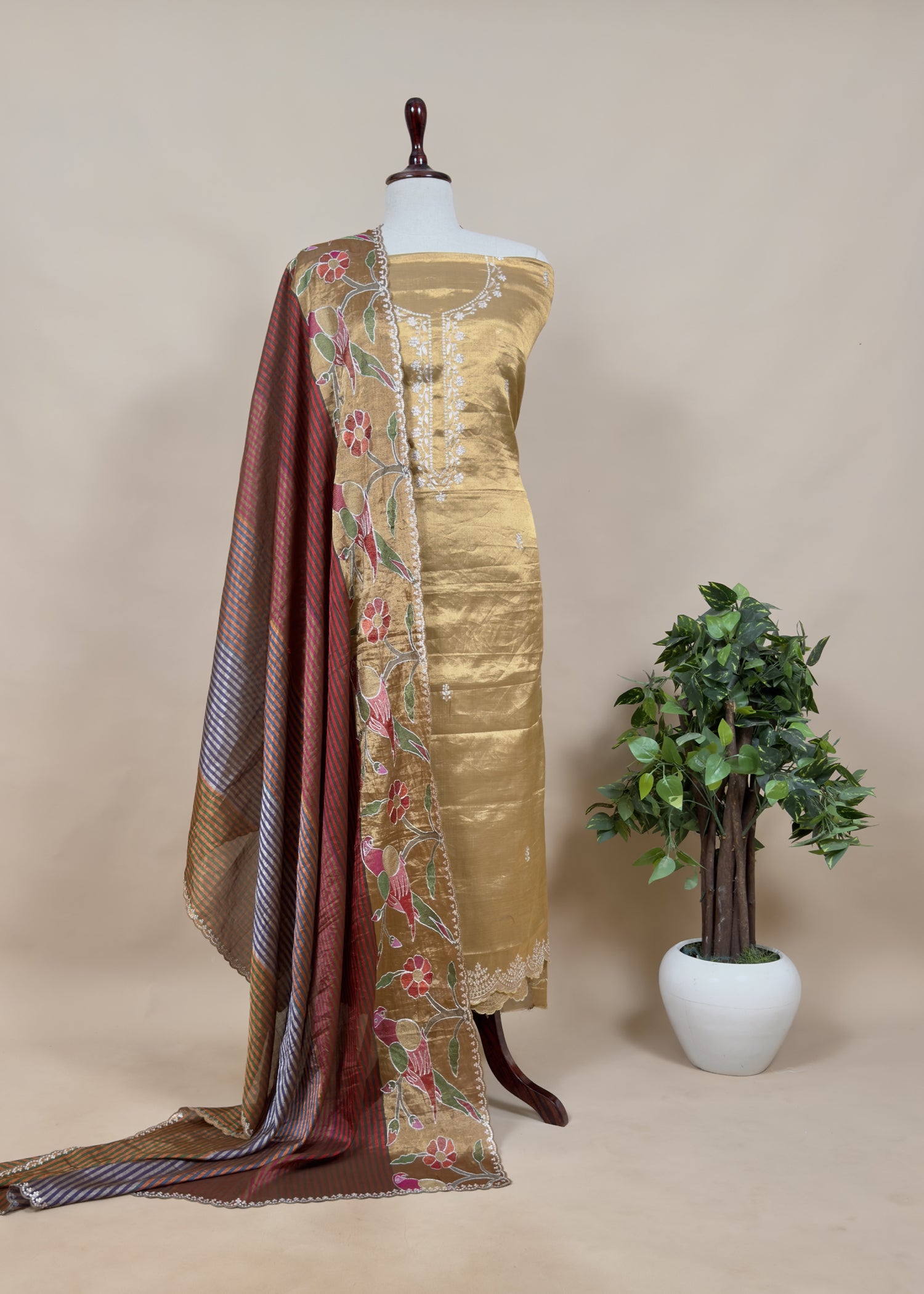 Traditional indian wedding wear tissue suit