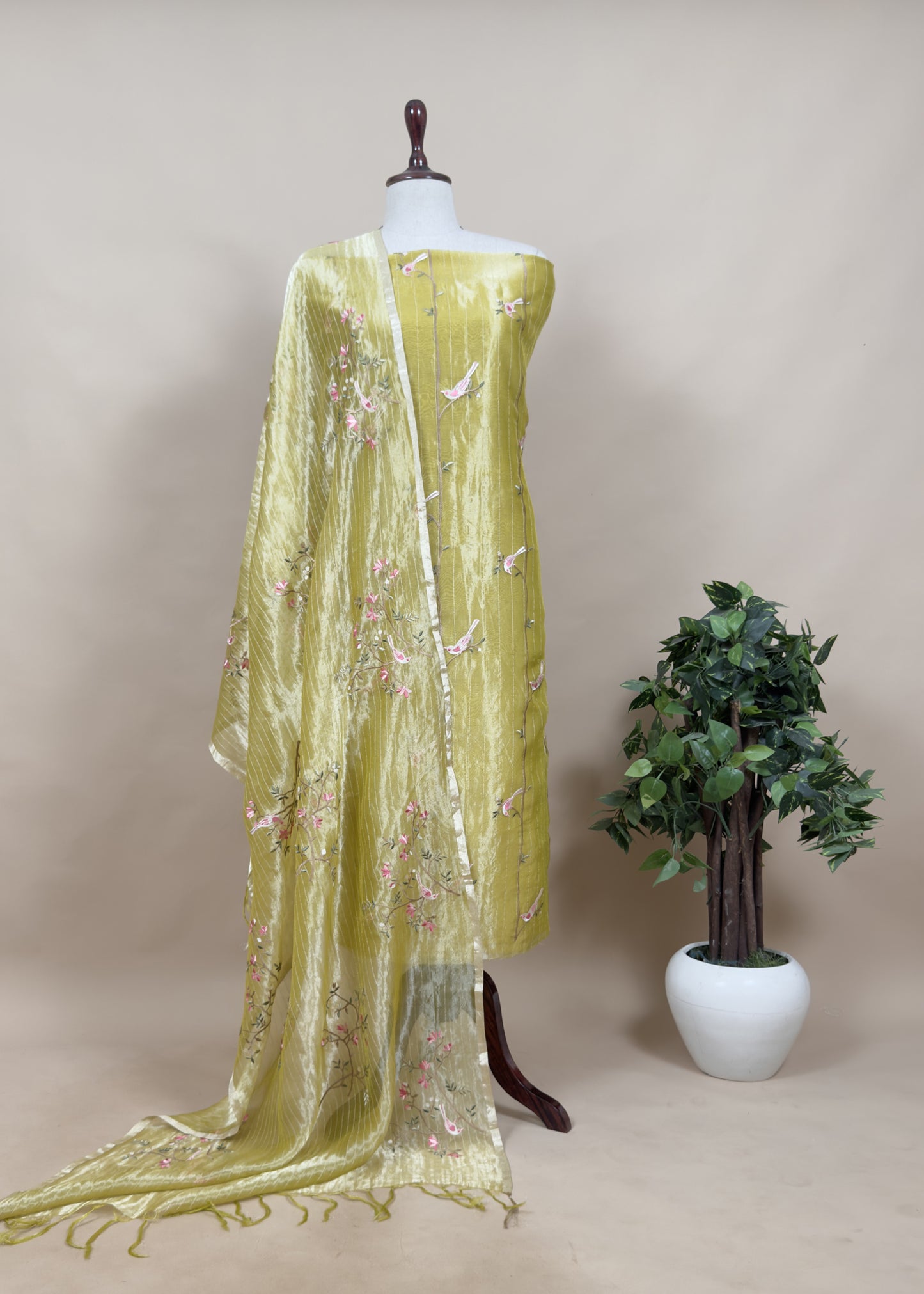 Buy wedding wear suit in tissue silk fabric