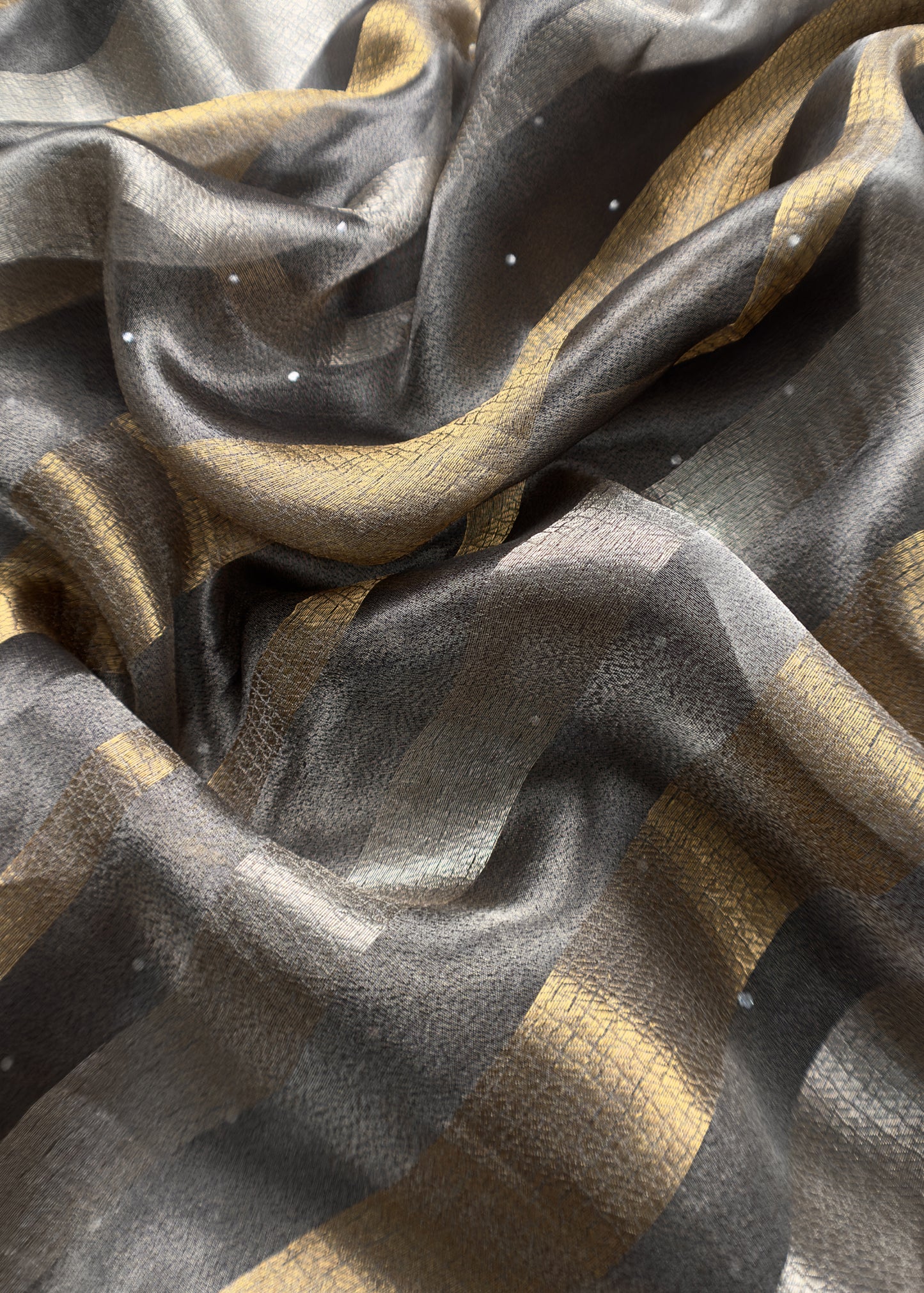 Black Old Luxury Handloom Chanderi Kurta With Handwoven Gold Silver Tissue Dupatta