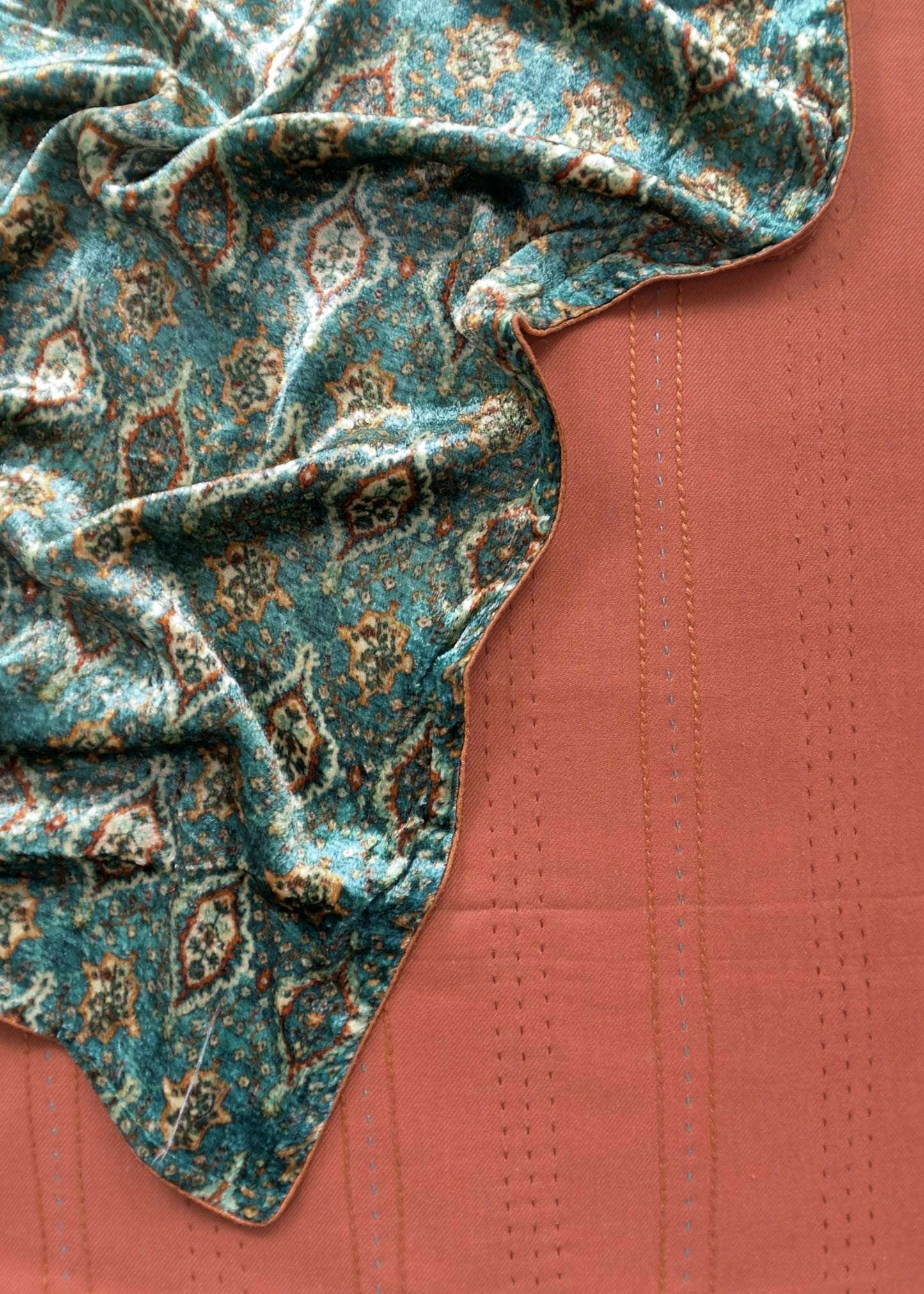 Orange Pashmina Suit With Velvet Stall