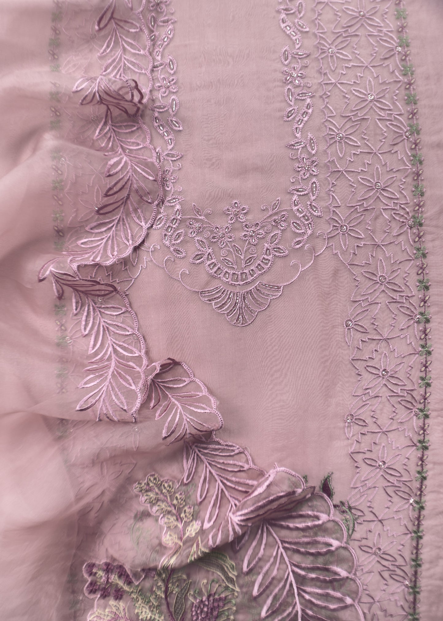 Pure Organza Silk Kurta And Dupatta With Plain Bottom