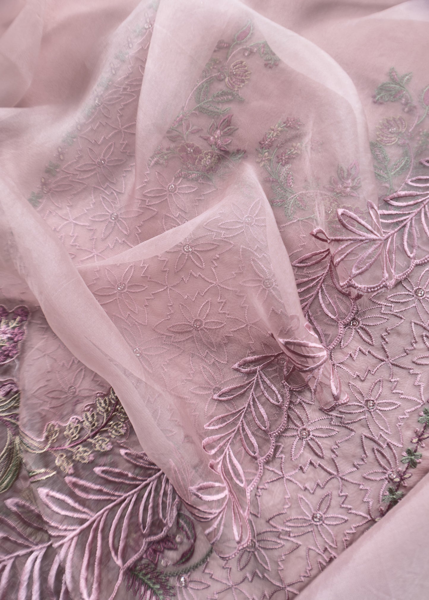 Pure Organza Silk Kurta And Dupatta With Plain Bottom