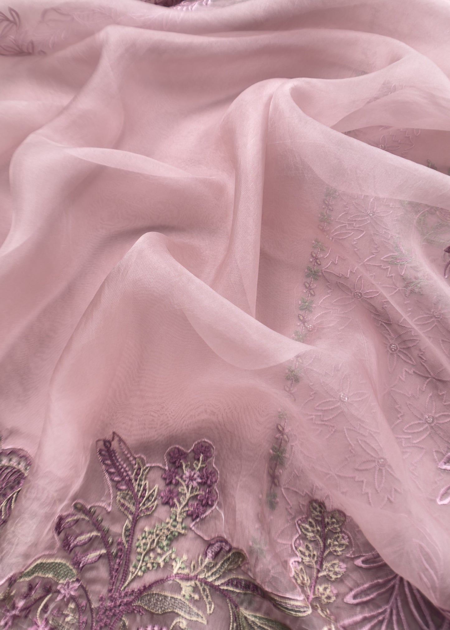 Pure Organza Silk Kurta And Dupatta With Plain Bottom