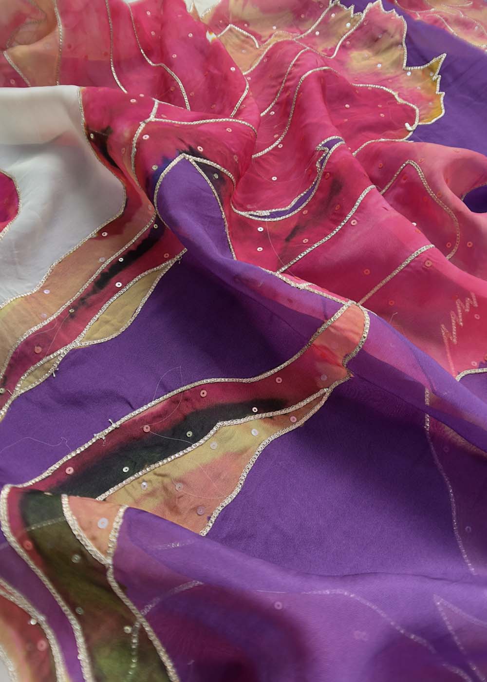 buy unstitched gotta patti organza suit