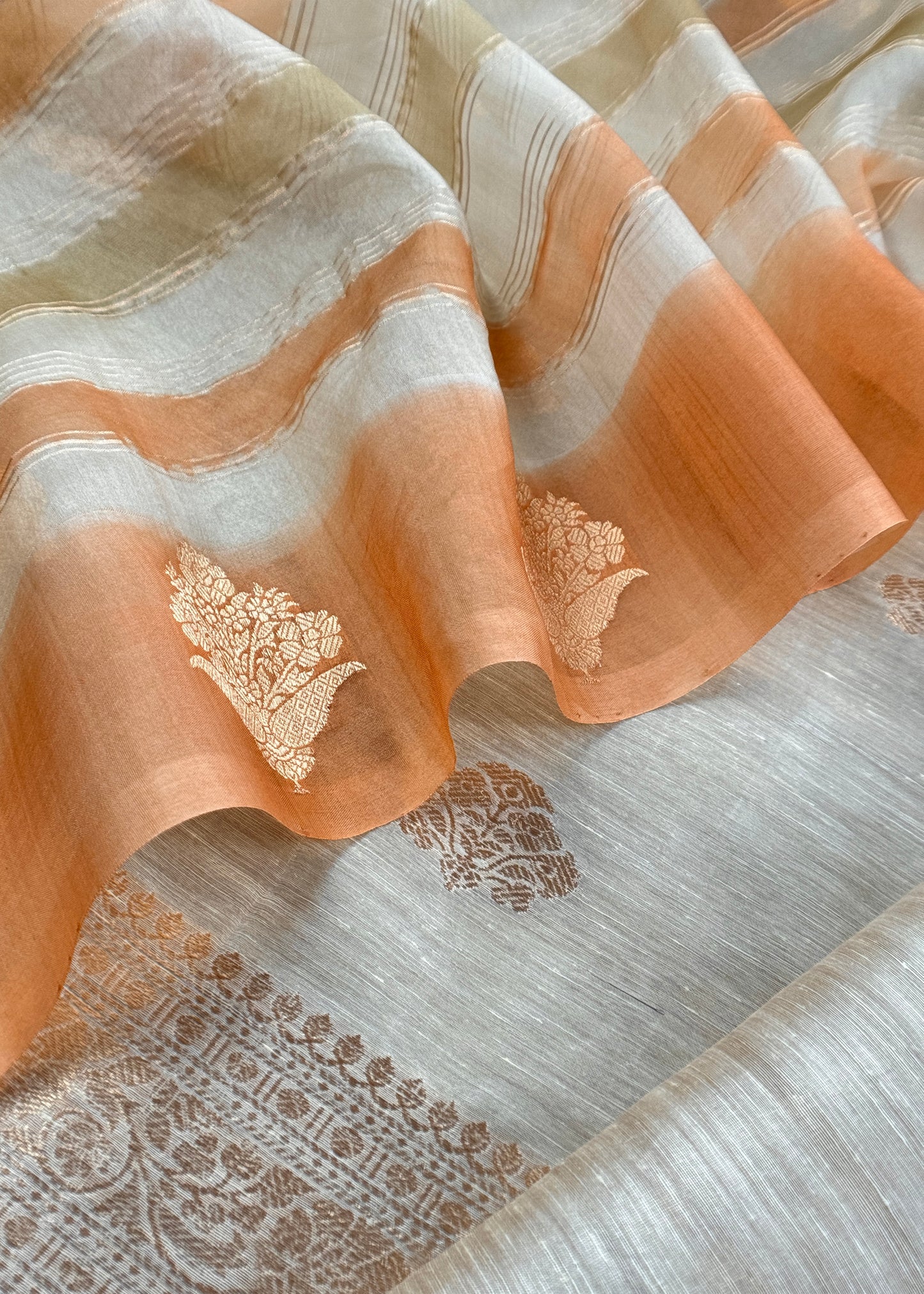 Off White Handloom Kadwa Weaving Silk Suit With Kora Silk Dupatta