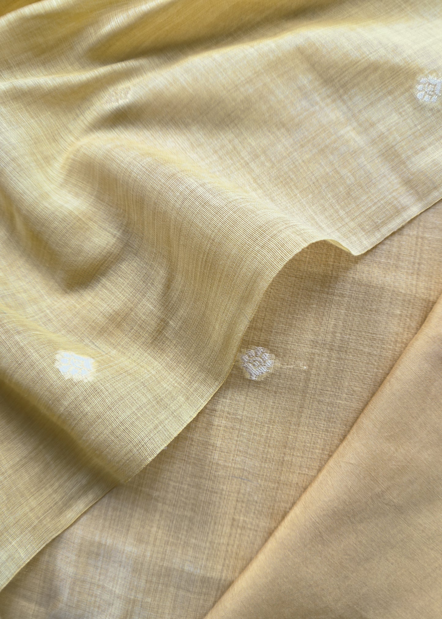 Banana Yellow Jamdani Weaved Suit Fabric In Linen Chanderi