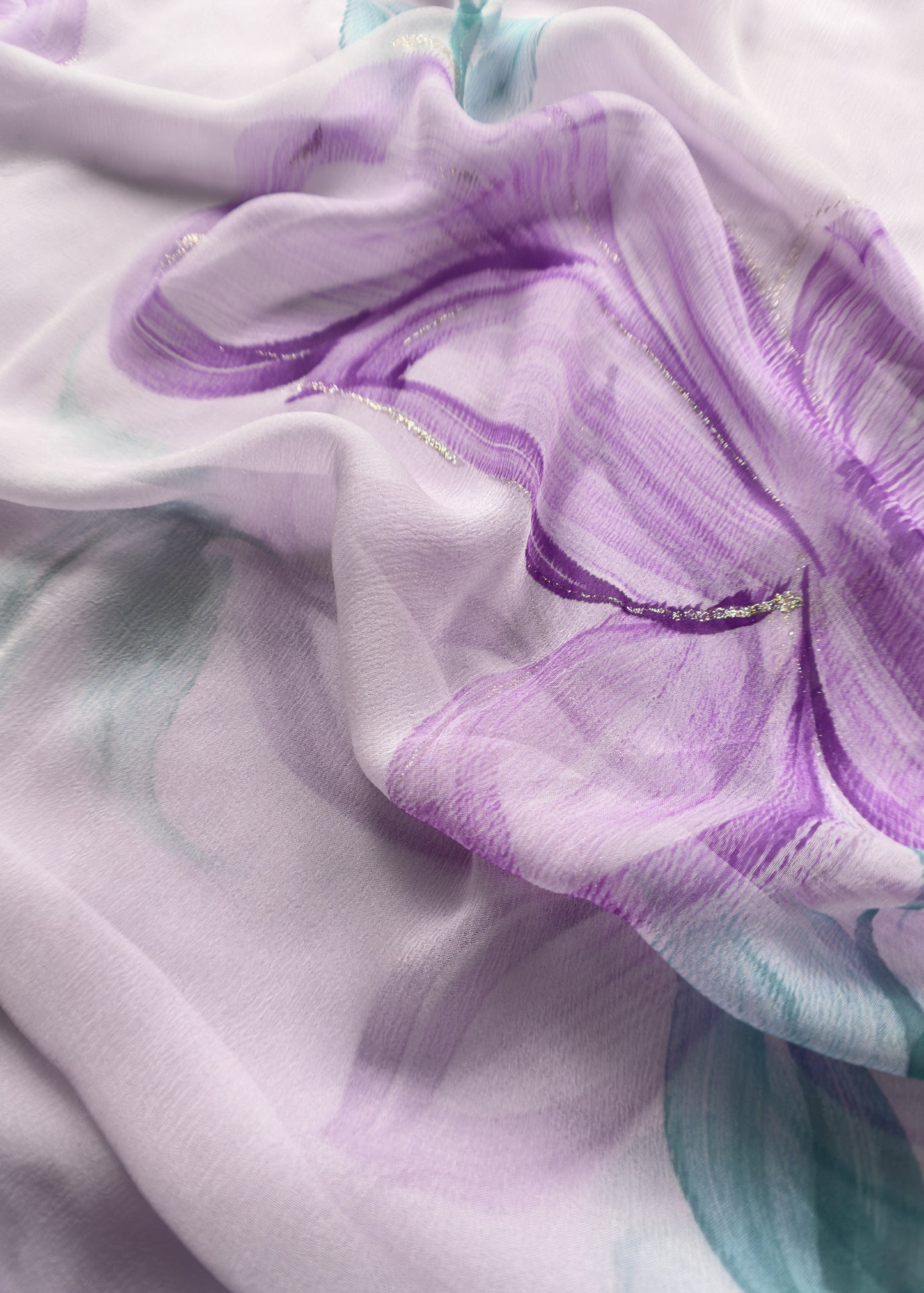 Purple Handpainted Crepe Suit With Dupatta