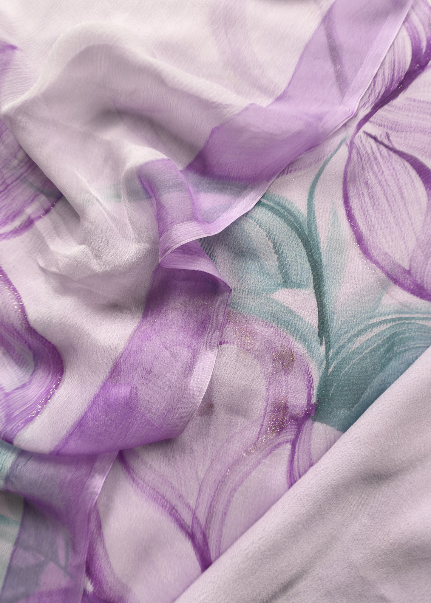 Purple Handpainted Crepe Suit With Dupatta