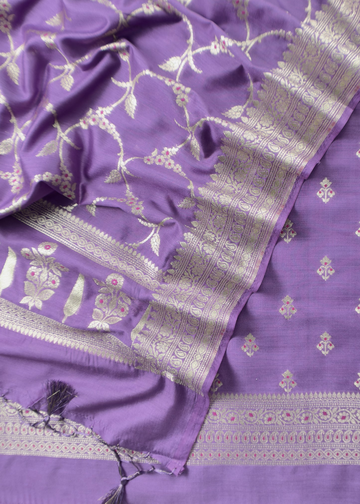 African Violet Banarasi Suit In Mulberry Silk With Jacuard Weaving