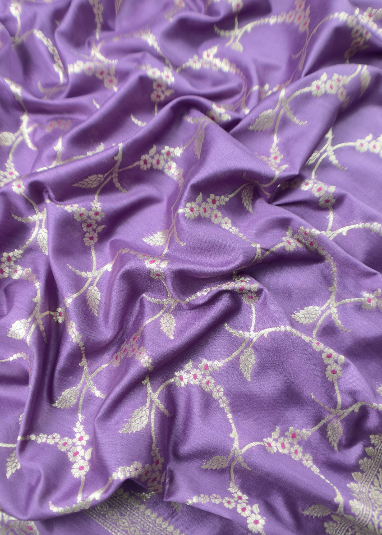 African Violet Banarasi Suit In Mulberry Silk With Jacuard Weaving
