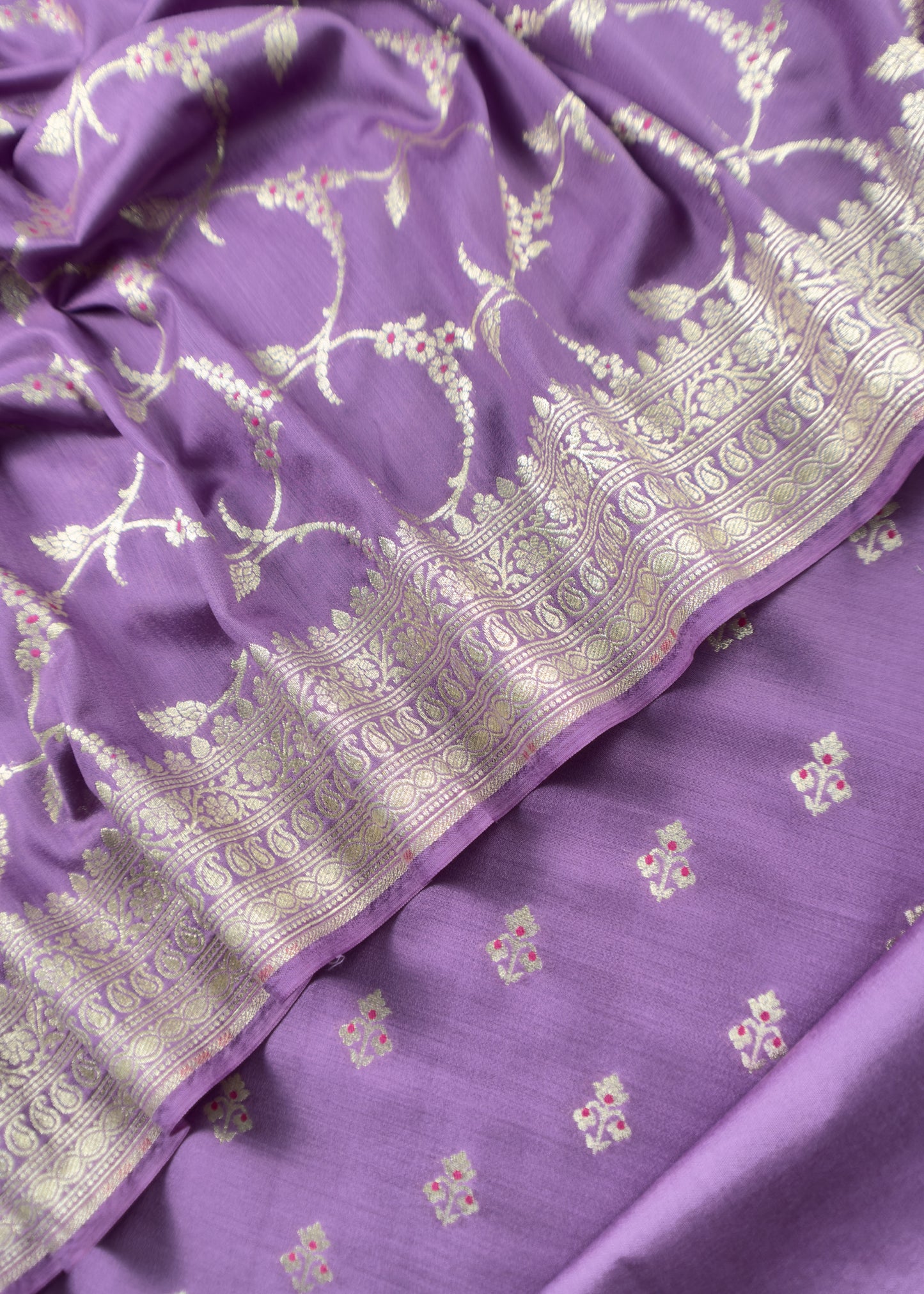 African Violet Banarasi Suit In Mulberry Silk With Jacuard Weaving