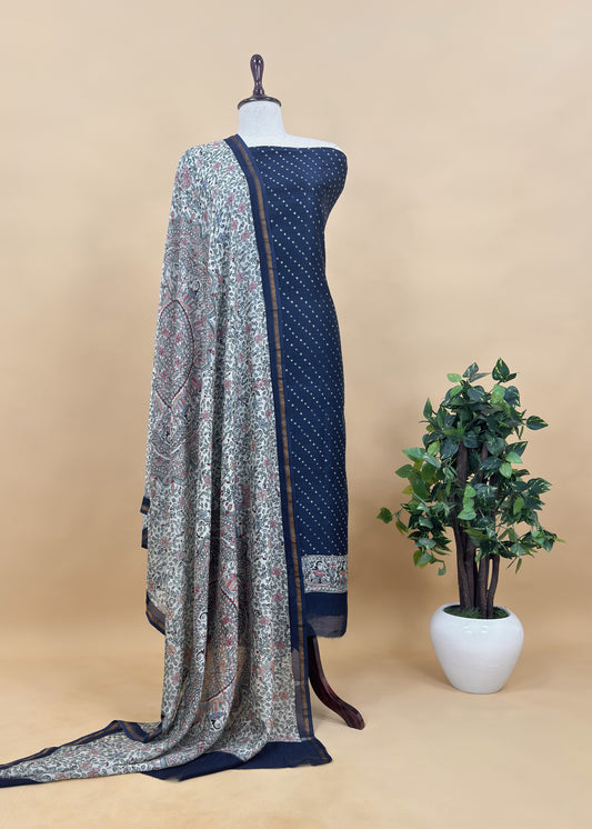 Bandhani Suit In Maheshwari With Madhubani Dupatta