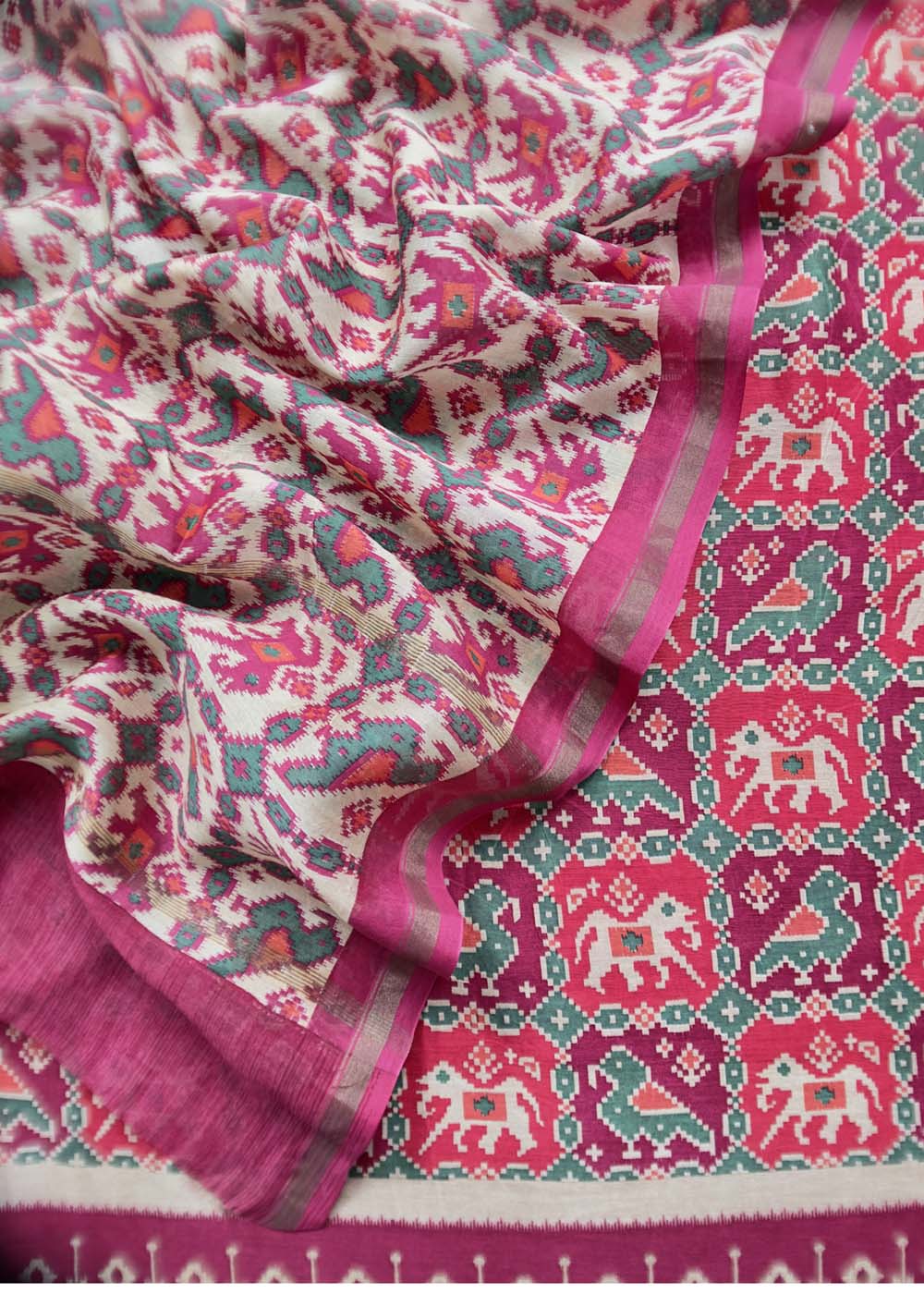 Pink Patola Maheshwari Silk Suit Set
