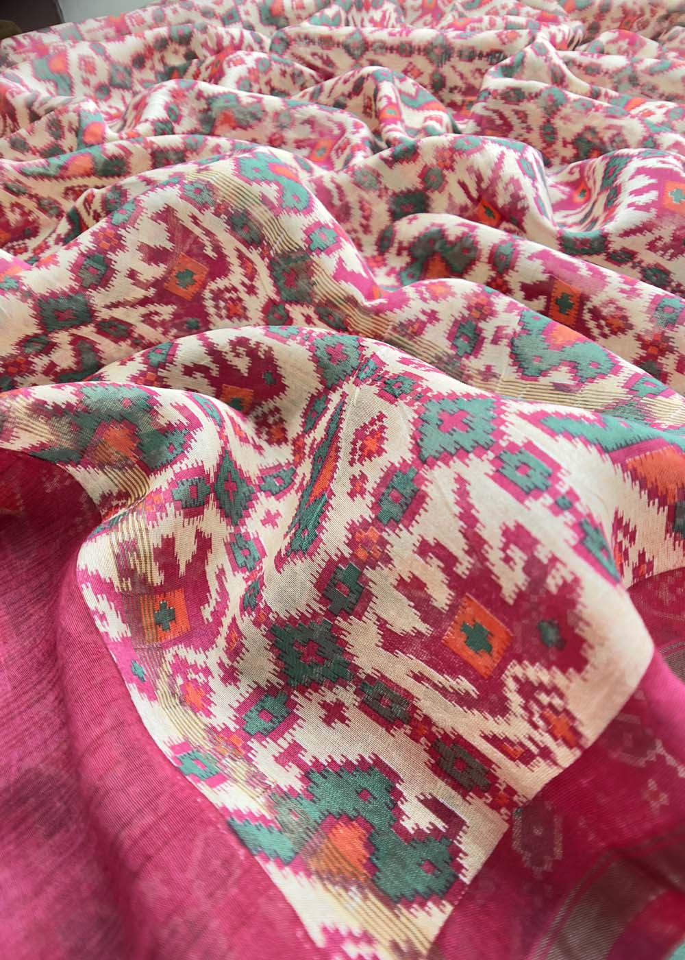 Pink Patola Maheshwari Silk Suit Set