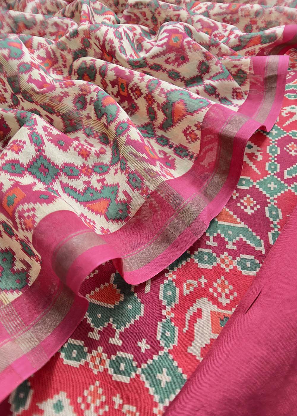 Pink Patola Maheshwari Silk Suit Set