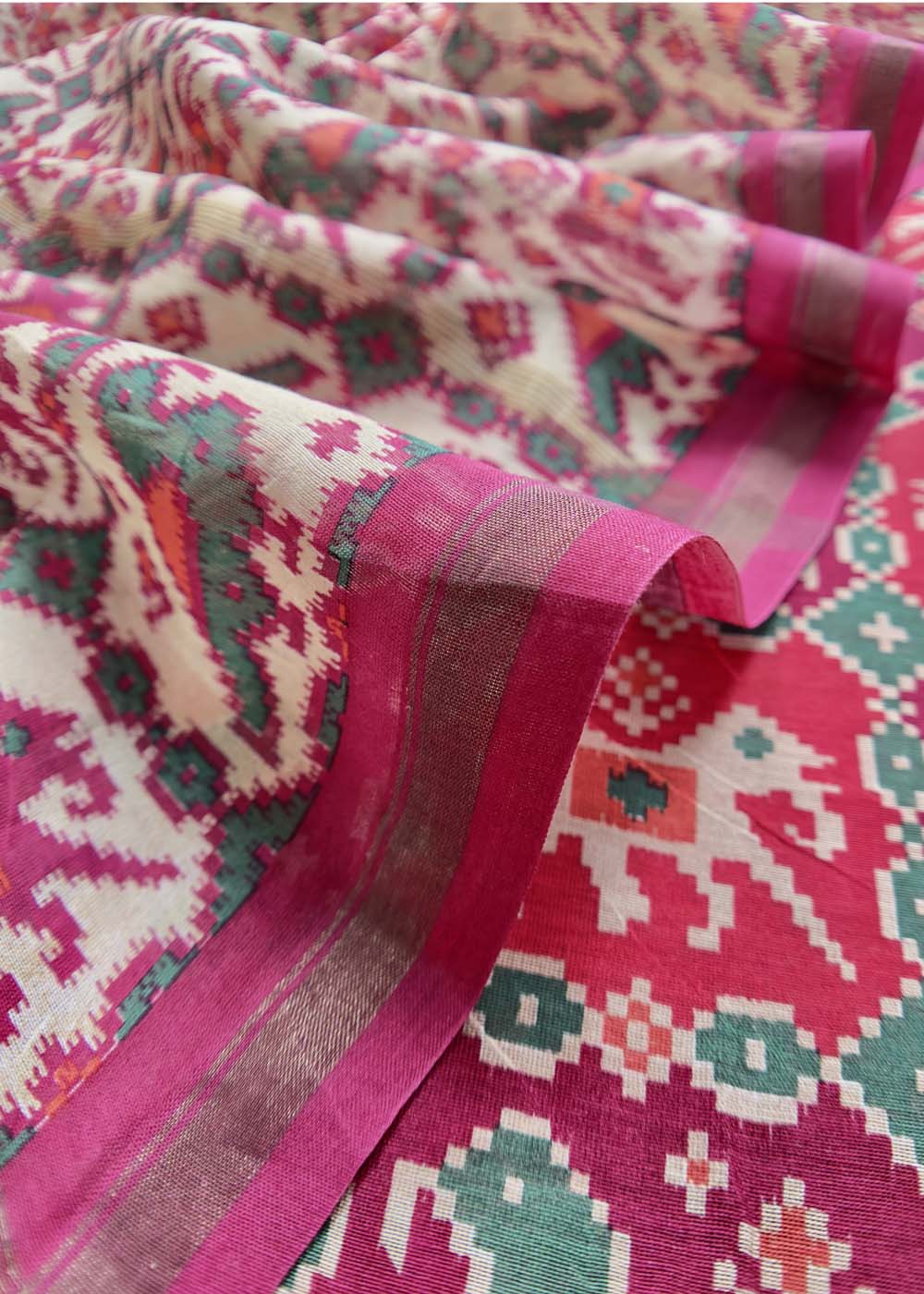 Pink Patola Maheshwari Silk Suit Set