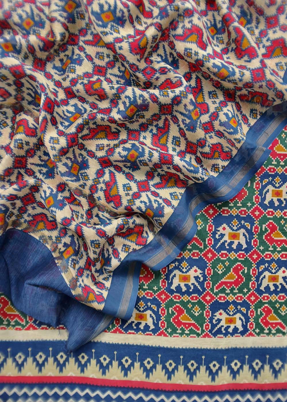 Blue Patola Maheshwari Silk Suit Set