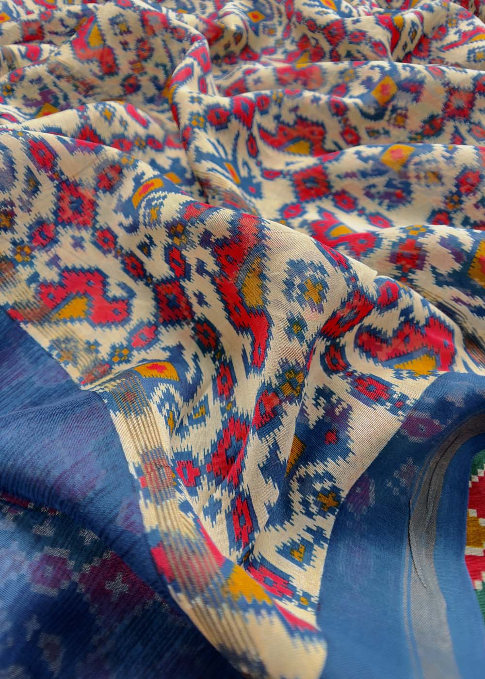 Blue Patola Maheshwari Silk Suit Set