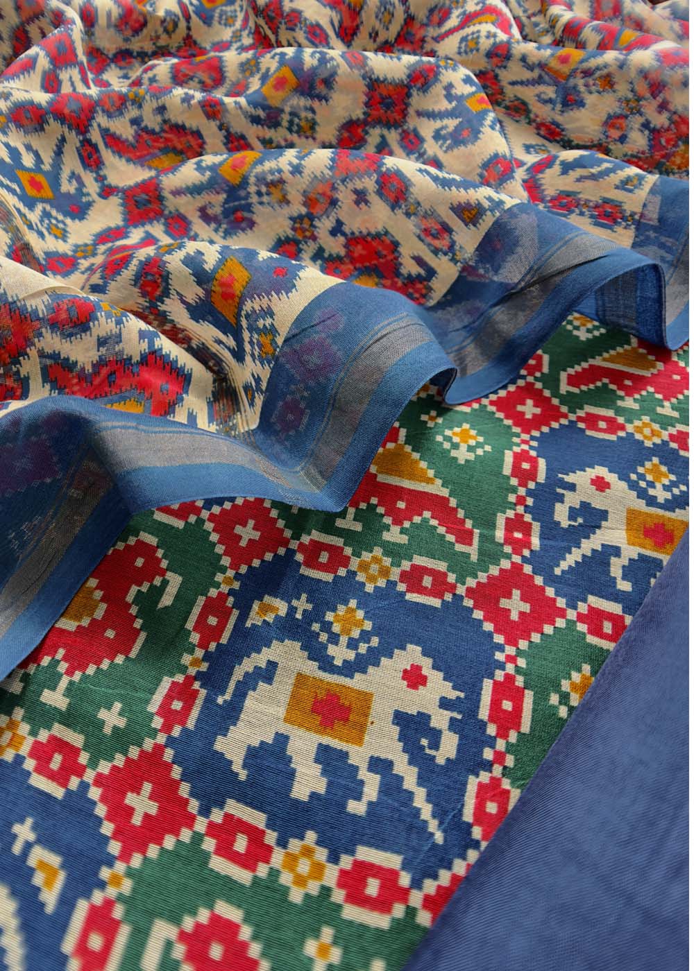 Blue Patola Maheshwari Silk Suit Set