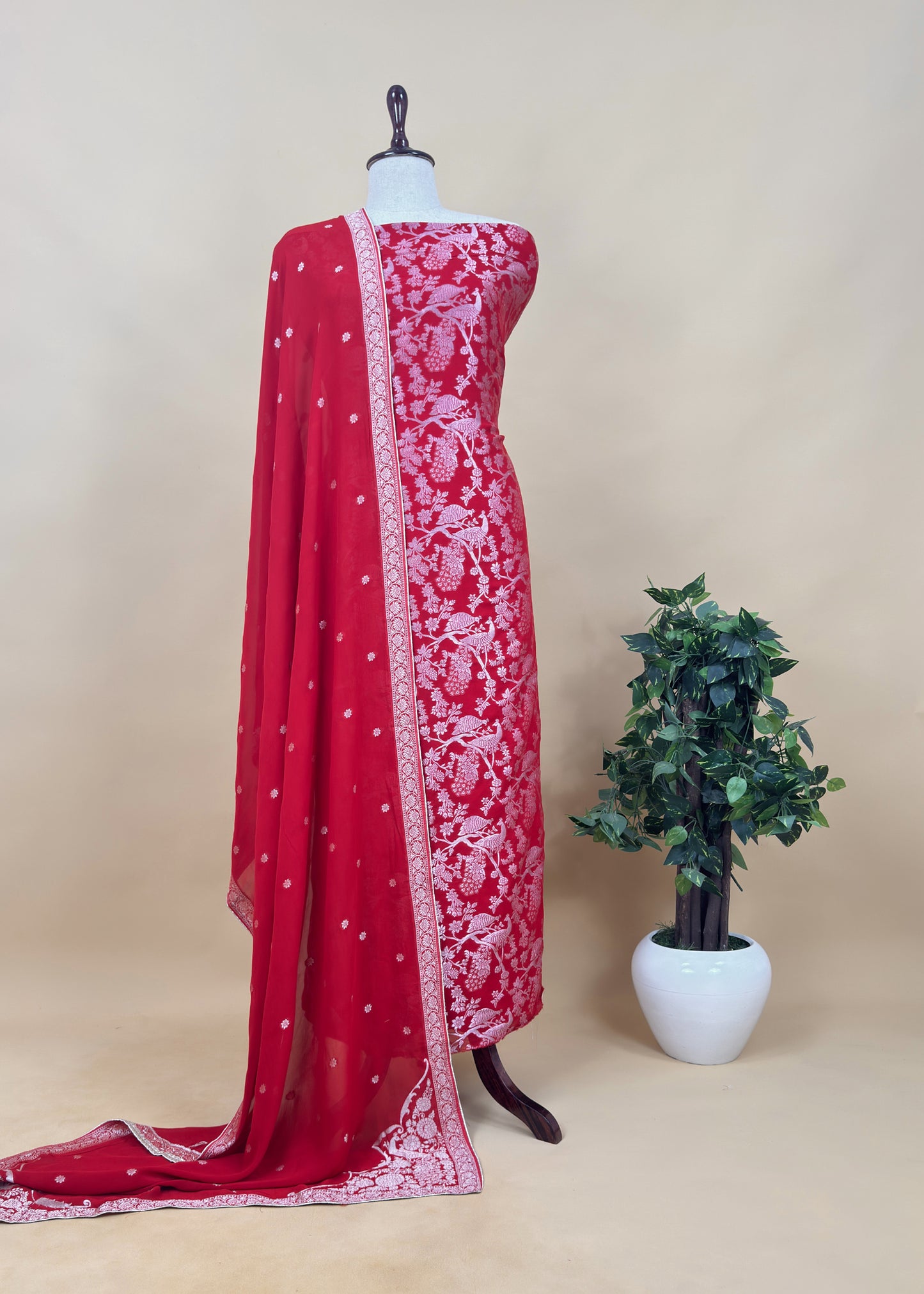 Banarasi Khaddi Georgette Suit for bridal trousseau