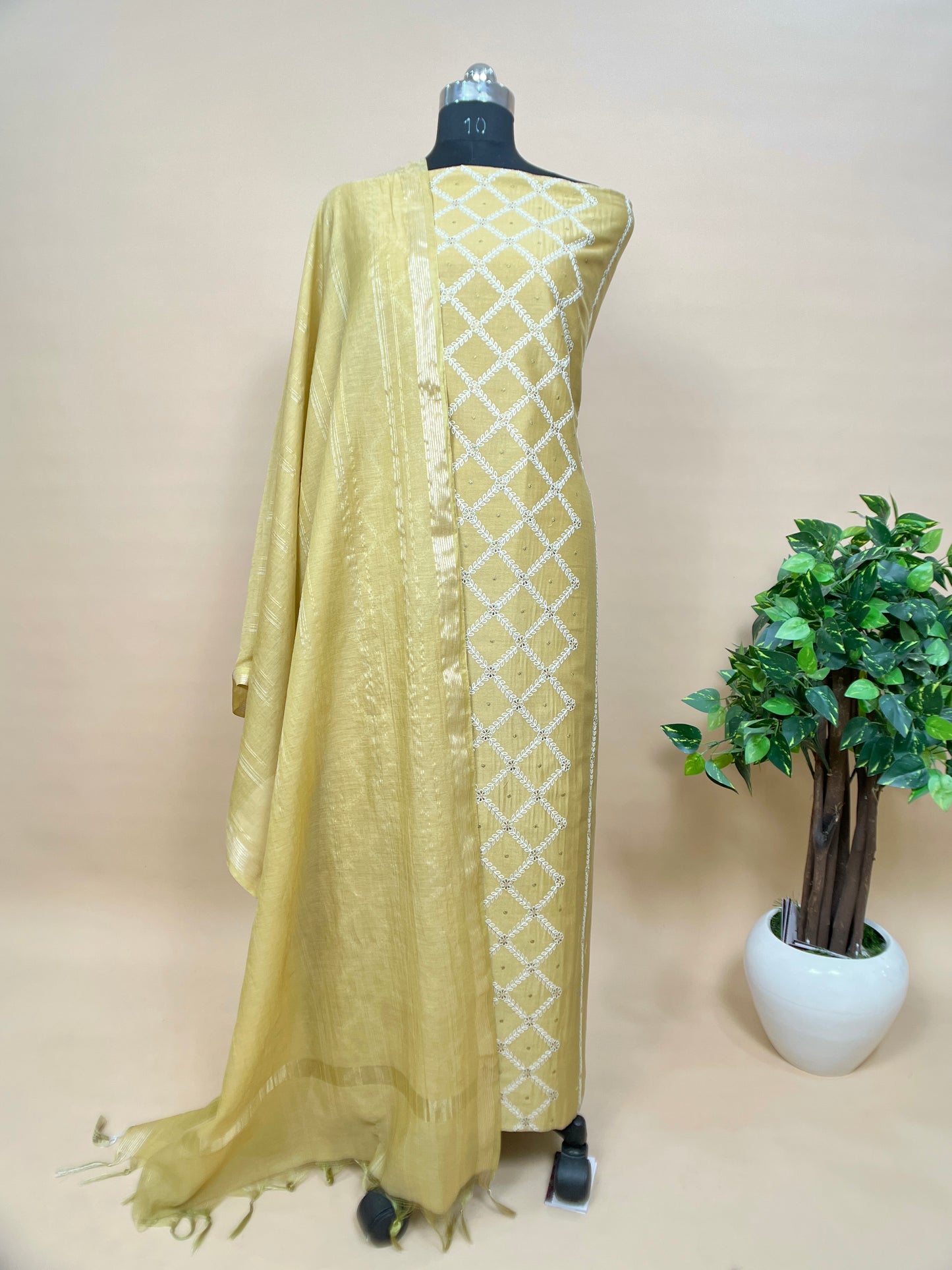 Pink Chikankari Embroidered Cotton Chanderi Unstitched Suit