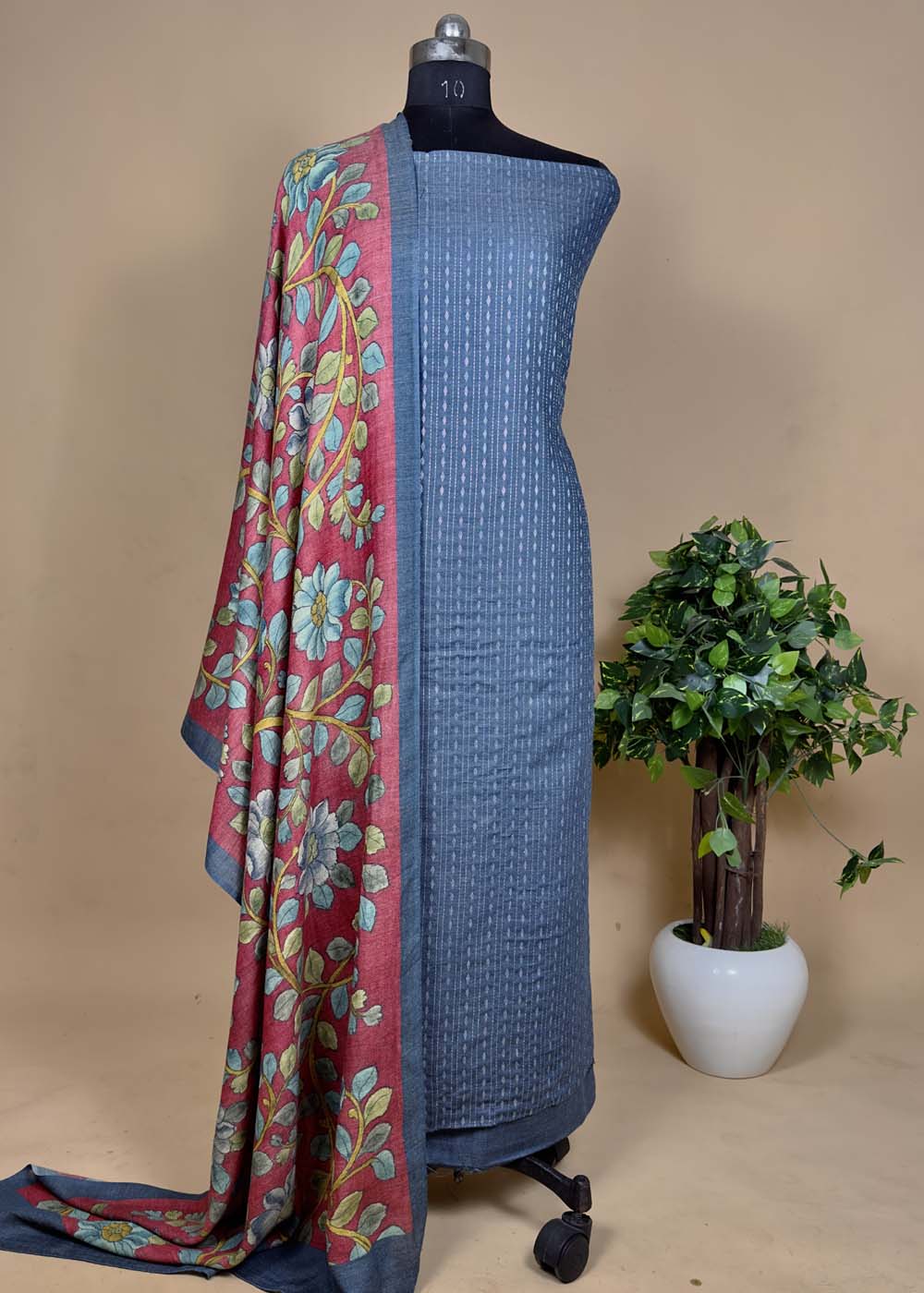 Green Embroidered Pashmina Suit