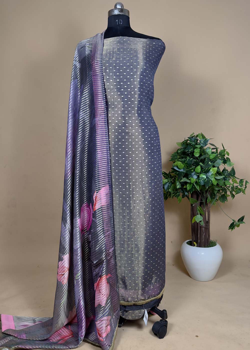Tissue Digital Print Embroidery Suit Set