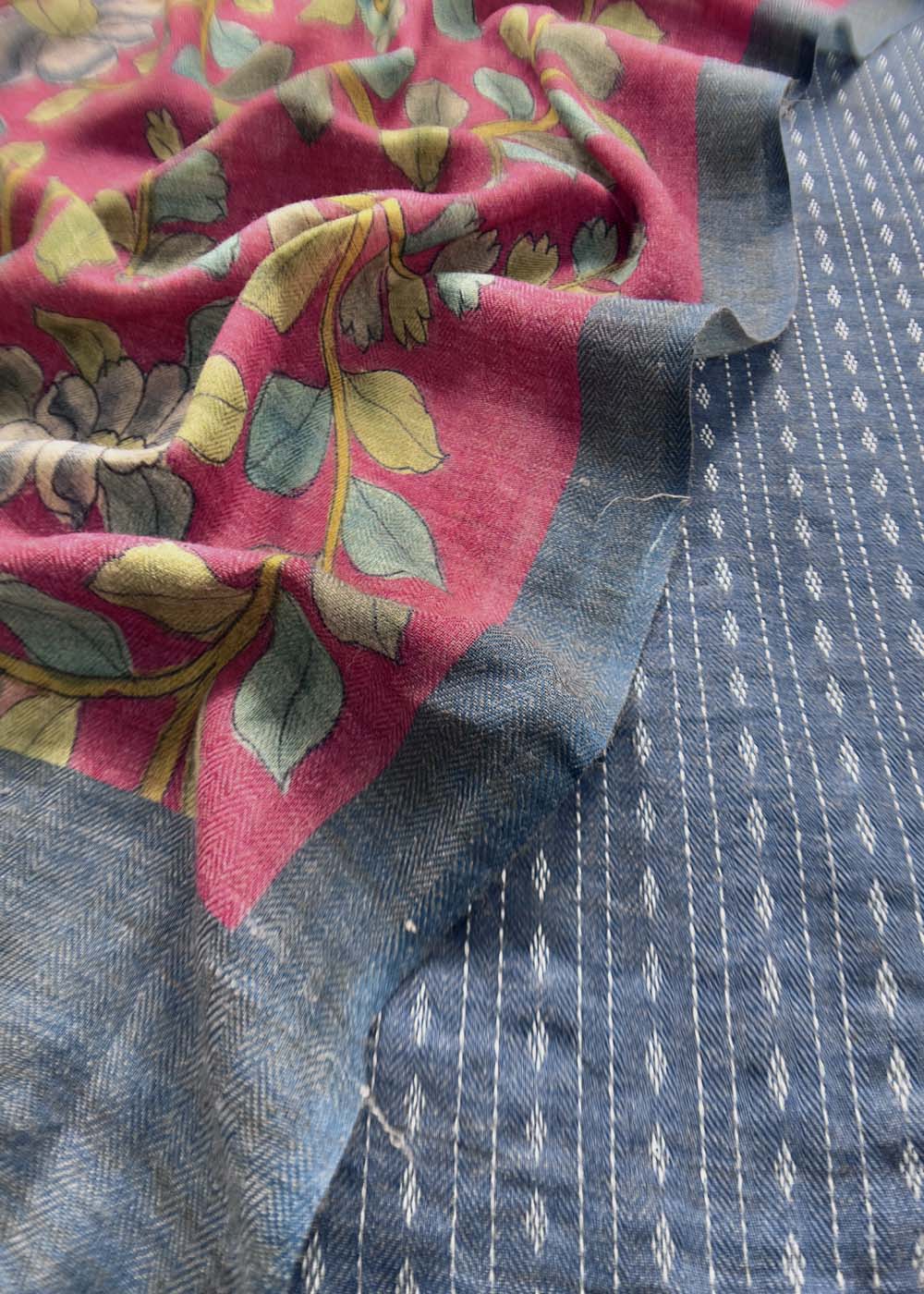 Blue Embroidered Pashmina Suit Set