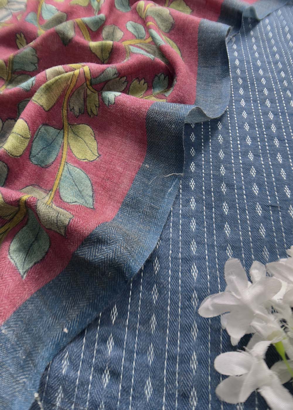 Blue Embroidered Pashmina Suit Set
