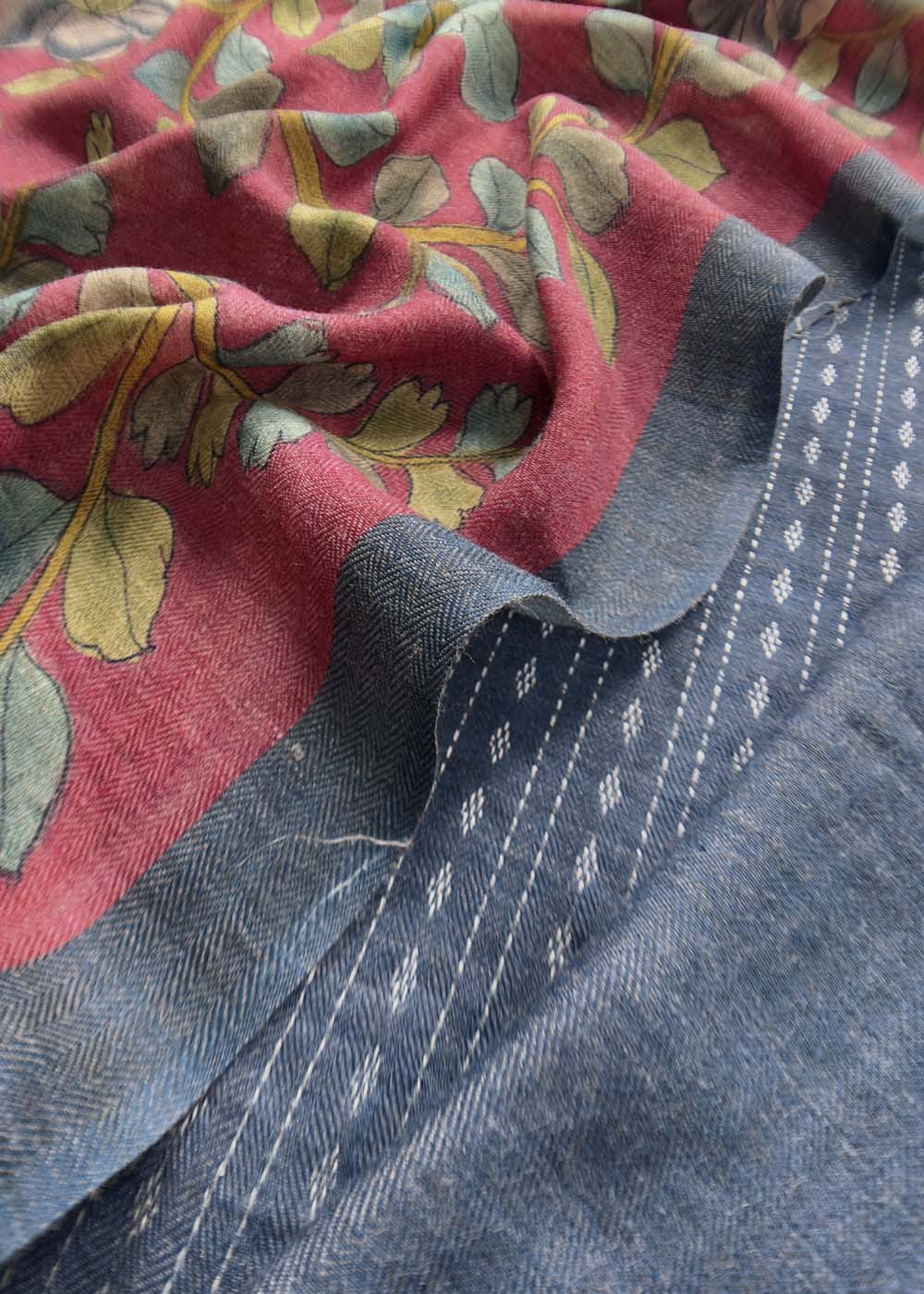 Blue Embroidered Pashmina Suit Set
