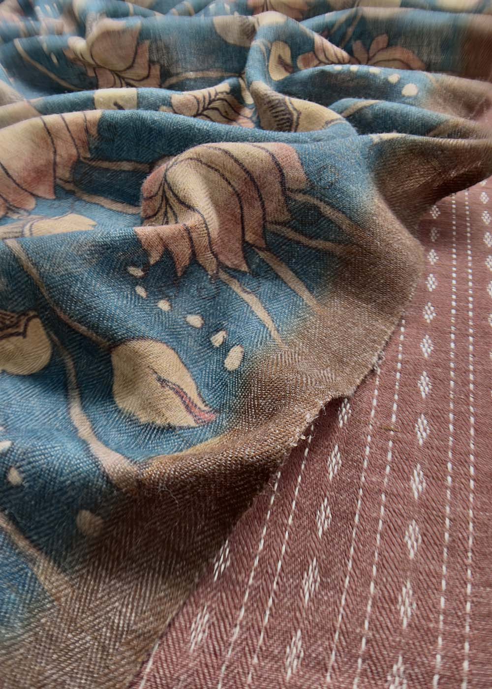 Brown Embroidered Spun Pashmina Suit Set
