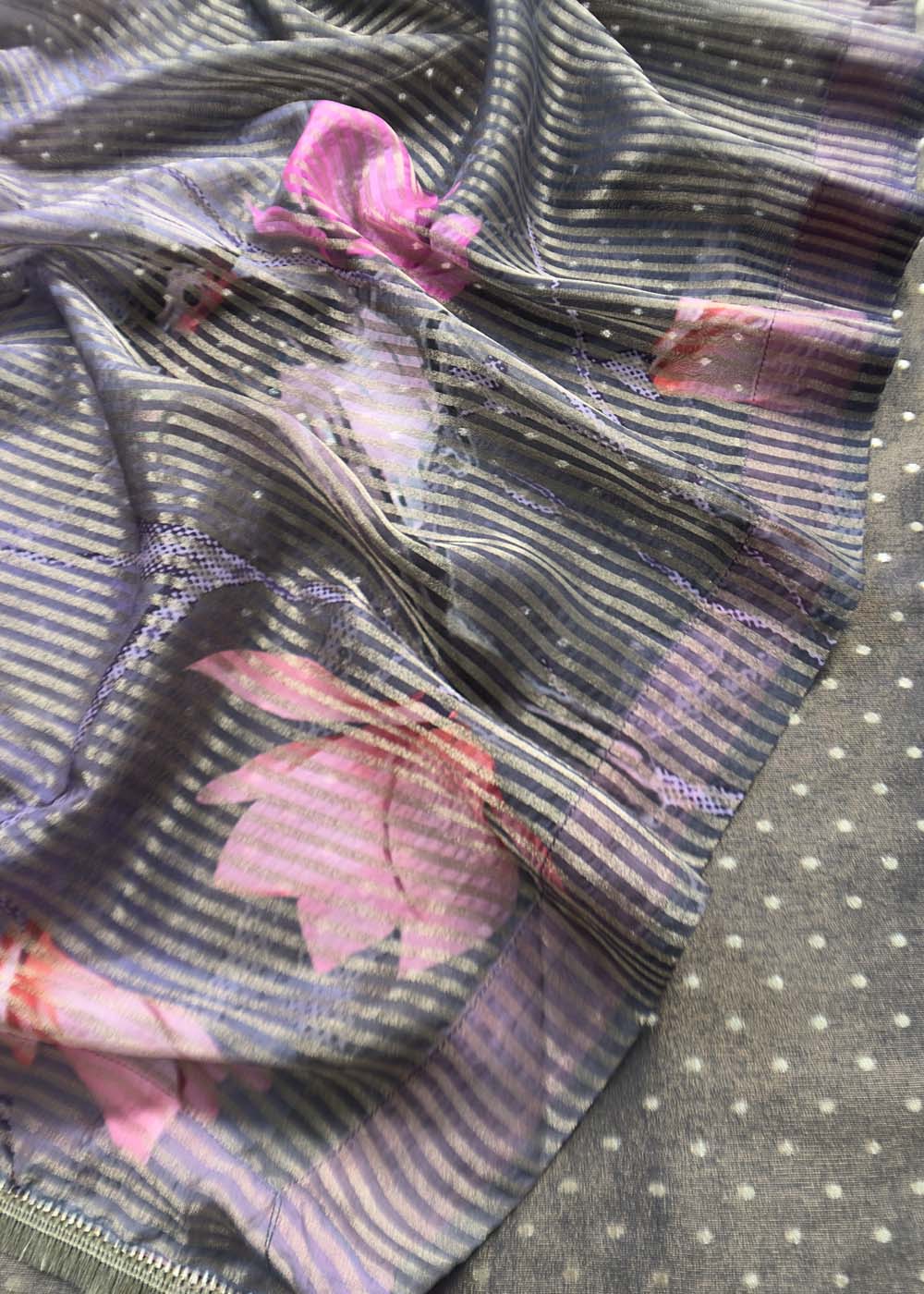 Tissue Digital Print Embroidery Suit Set