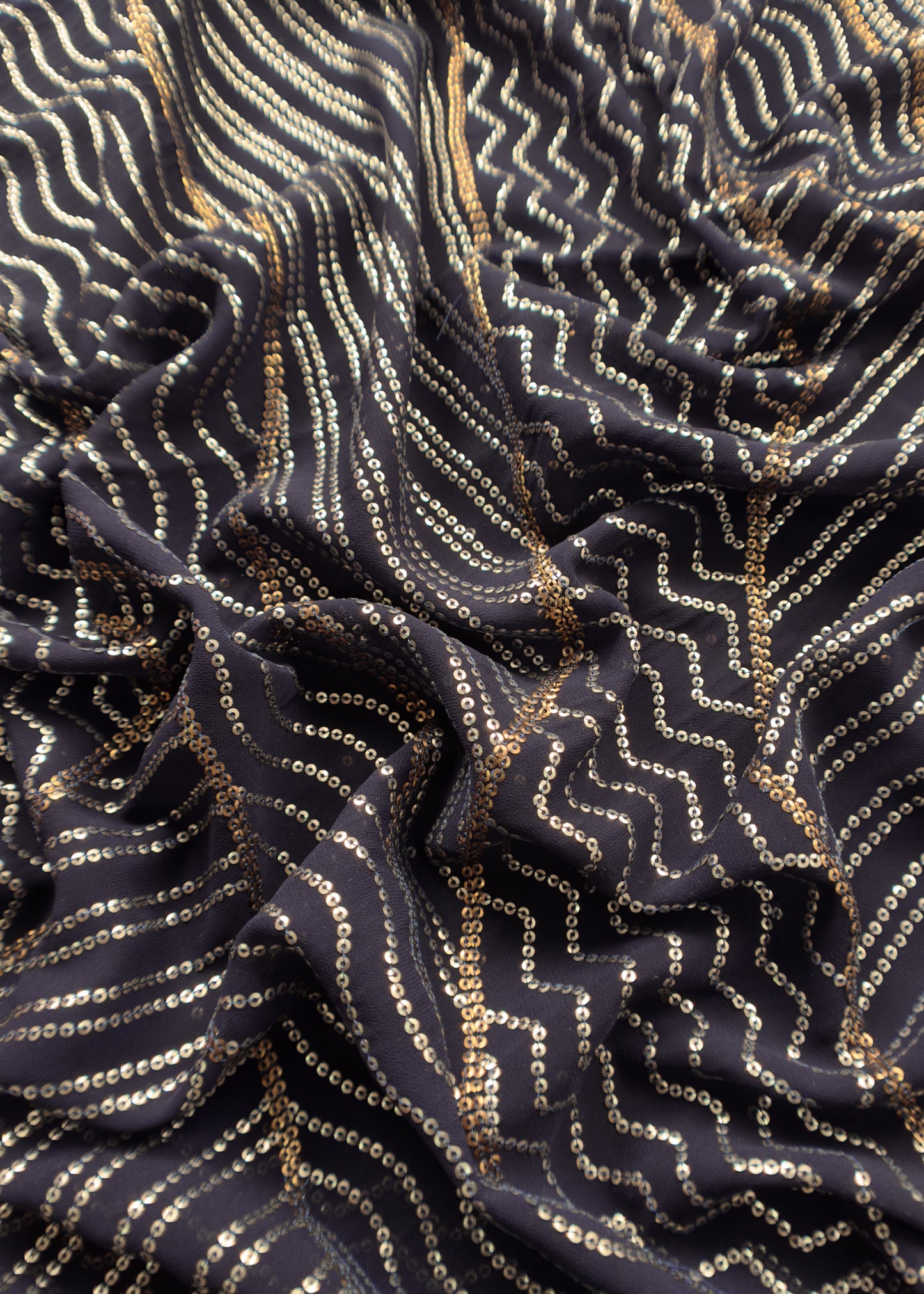 Classy Midnight Blue Sequin Pure Georgette Unstitched Suit