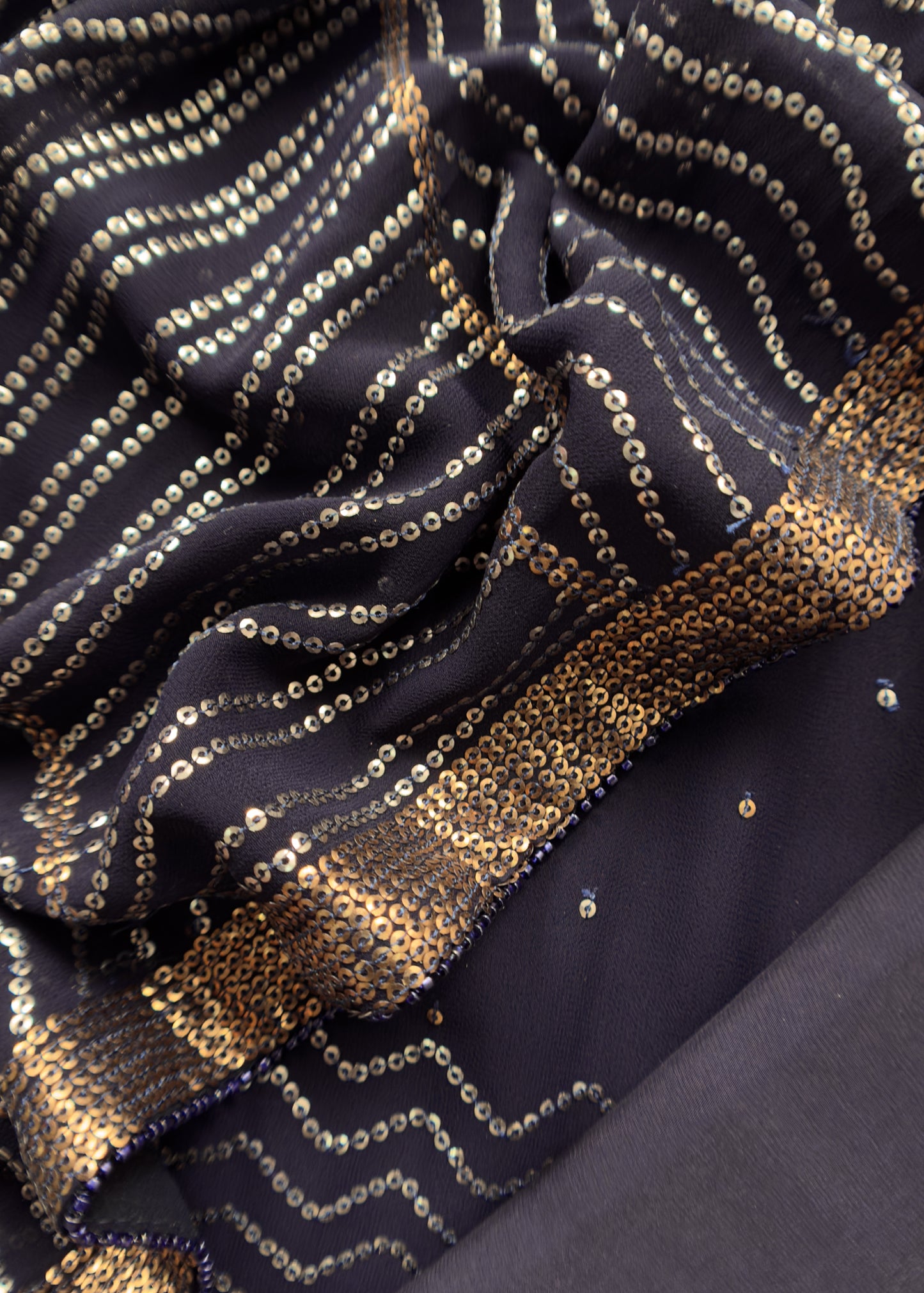 Classy Midnight Blue Sequin Pure Georgette Unstitched Suit